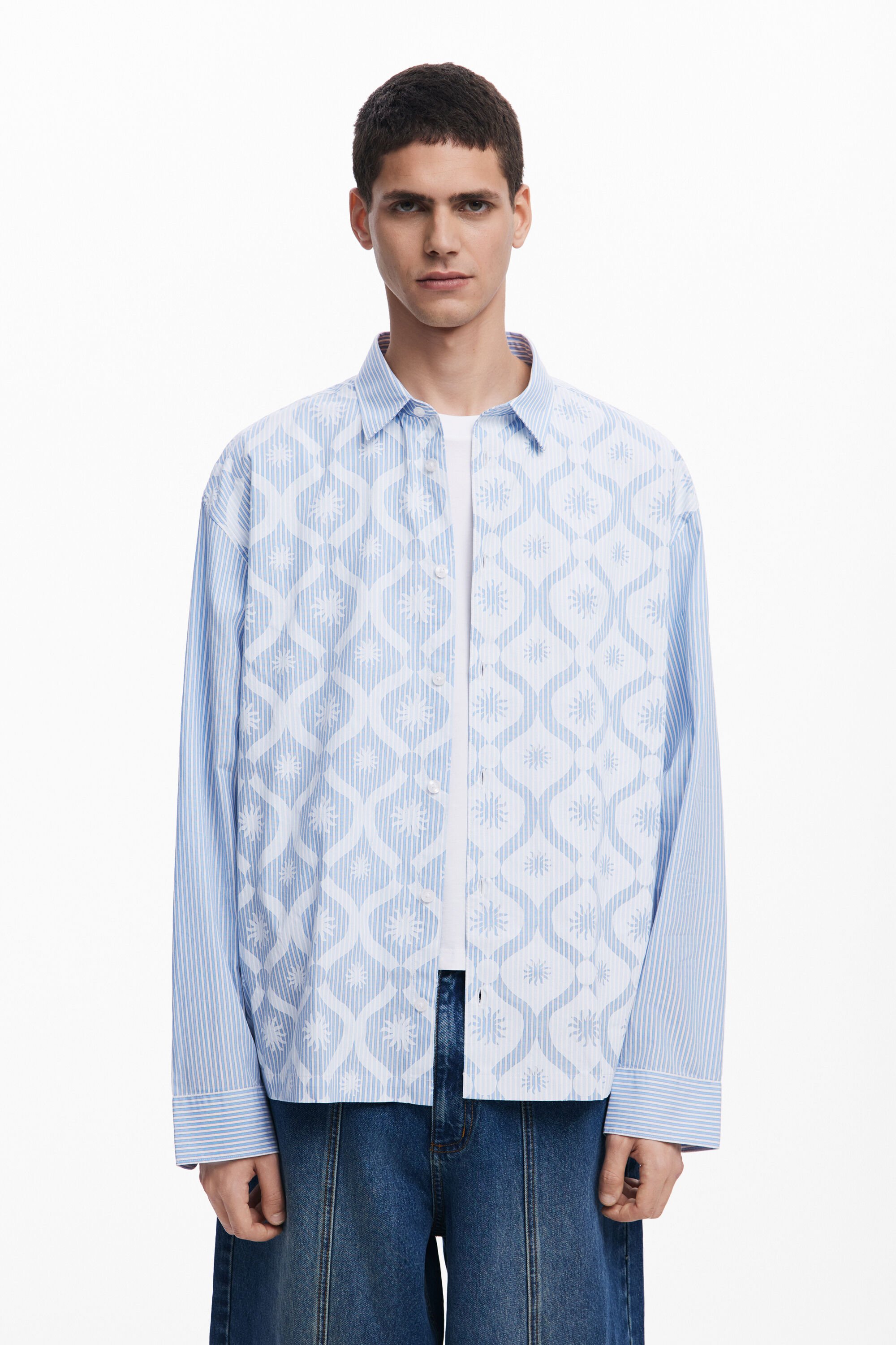 Desigual, Langärmliges gestreiftes Hemd, Herren, Baumwolle, Blau, L