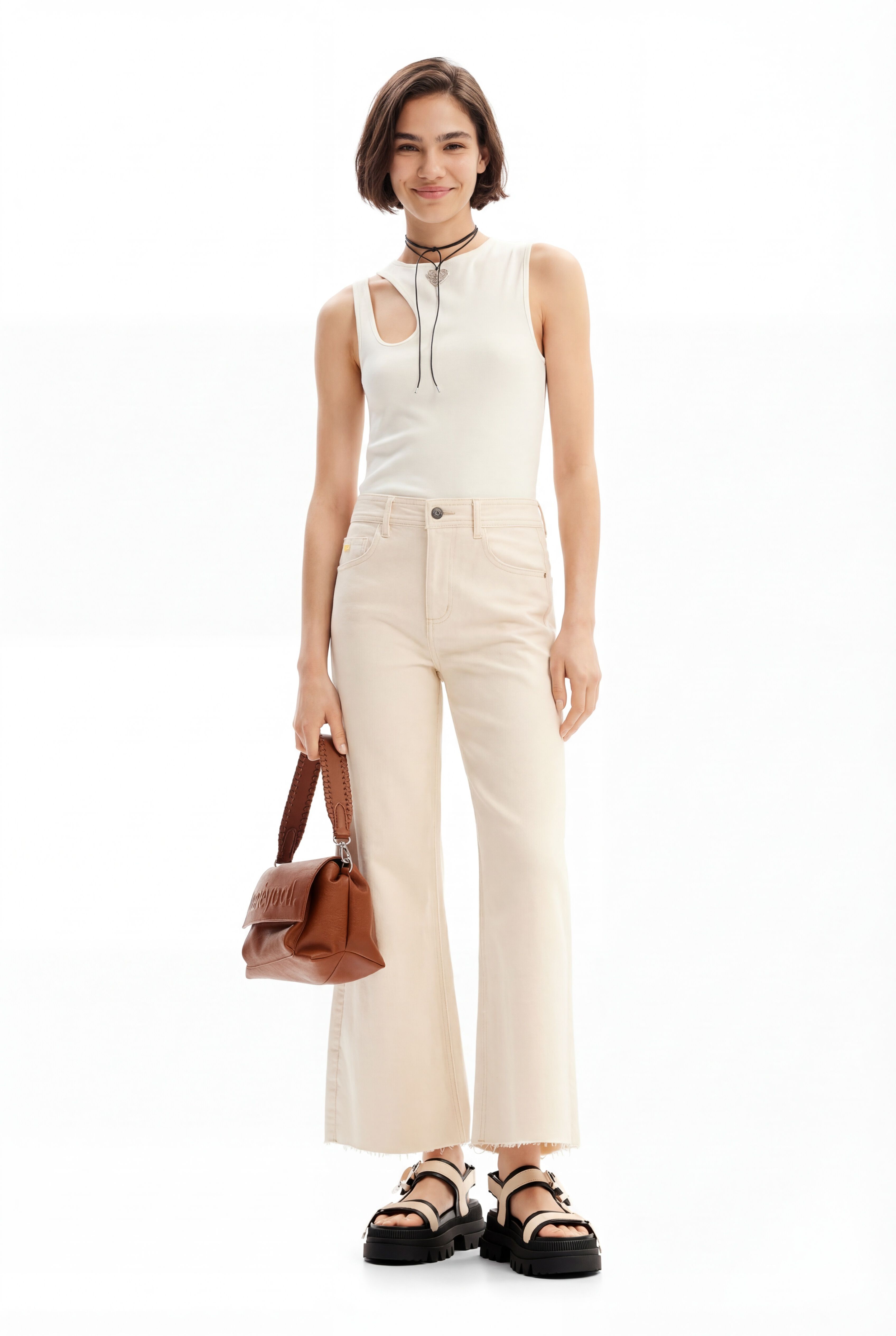 Desigual, Cropped Culotte-Jeans, Damen, Baumwolle, Weiß, 42