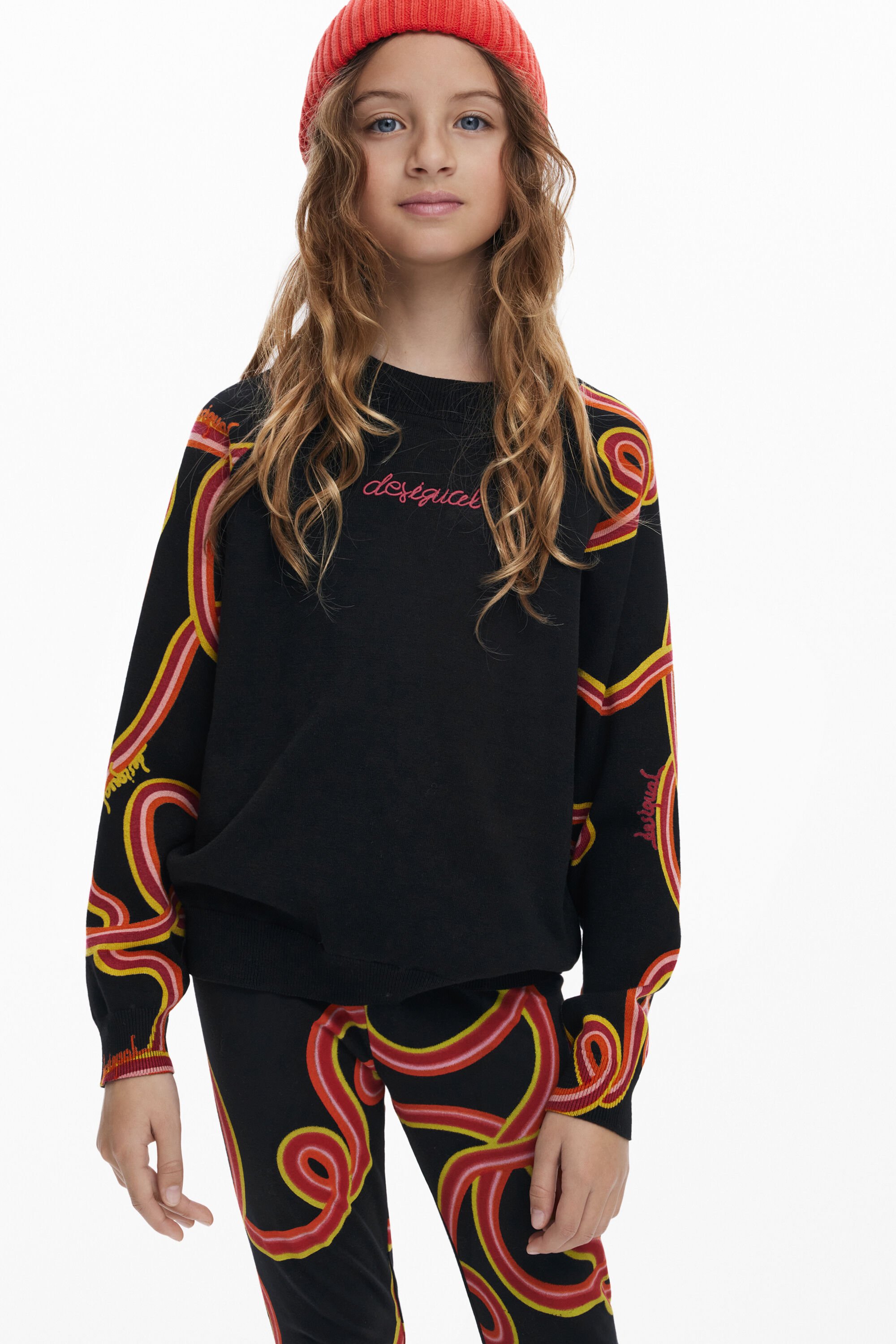 Desigual, Pullover mit Schlangenärmeln, Kinder, Schwarz, 9/10