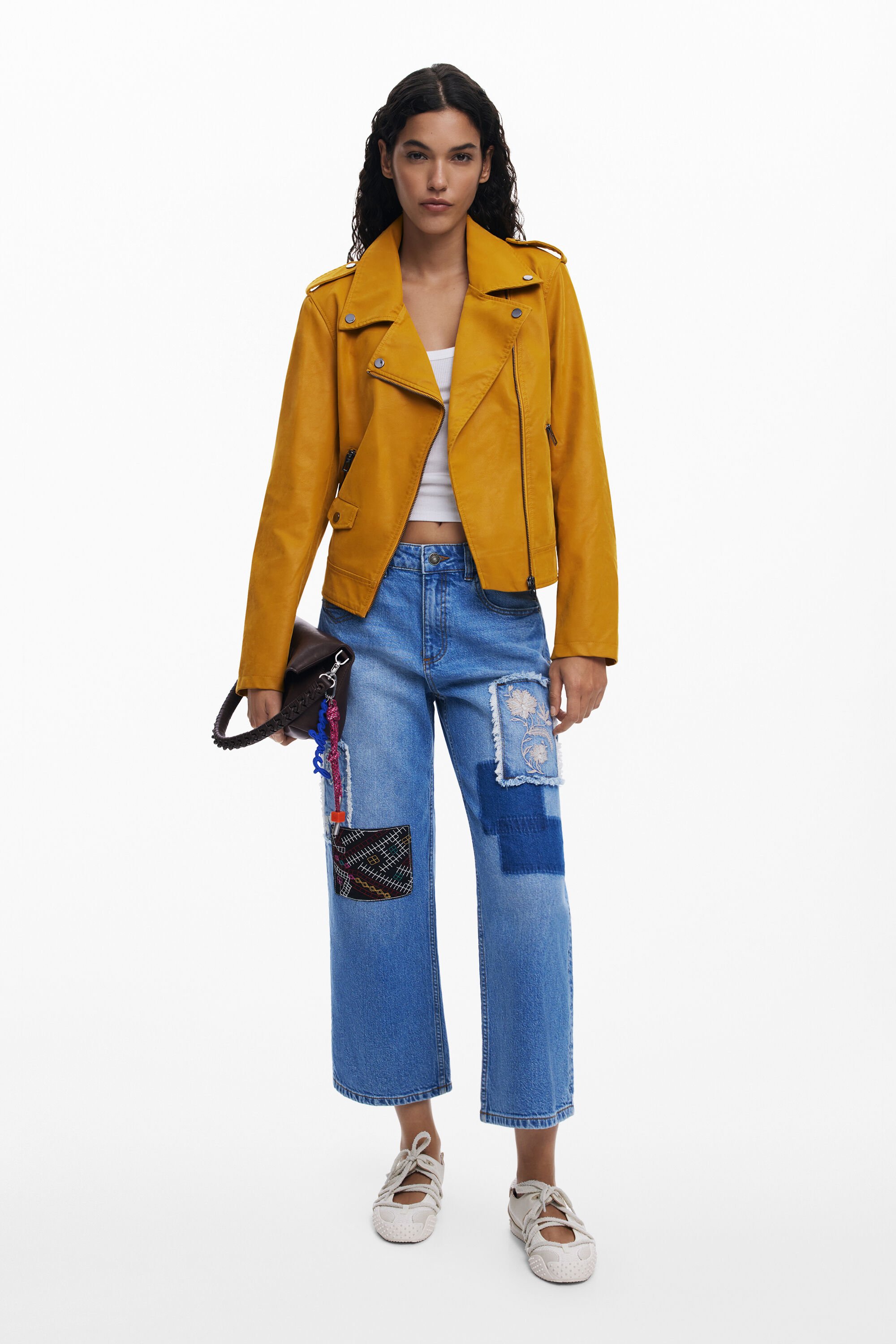 Desigual, Cropped Jeans mit Patches, Damen, Baumwolle, Blau, 34