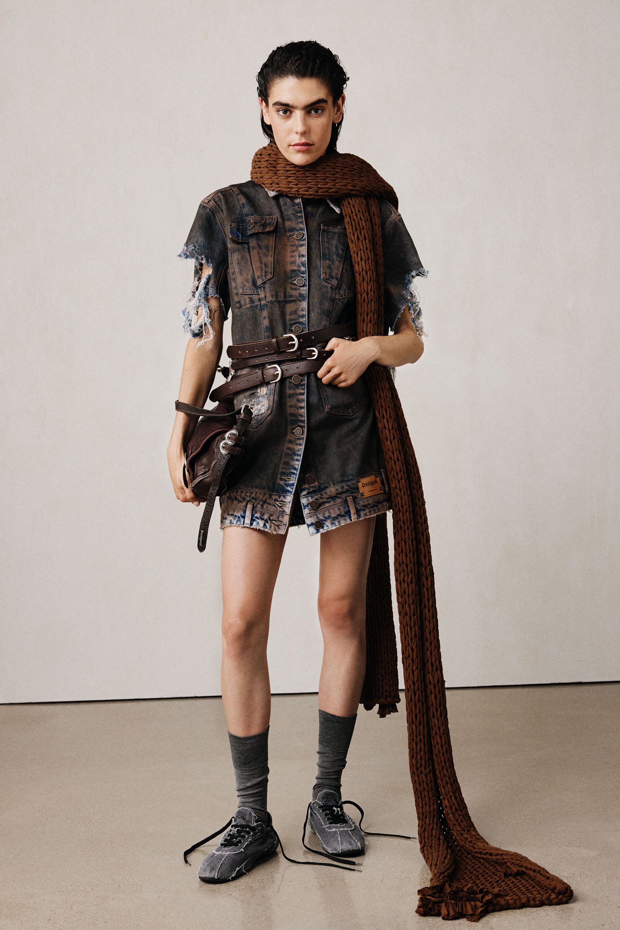 Desigual, Studio-Denim-Kleid, Damen, Baumwolle, Braun, S