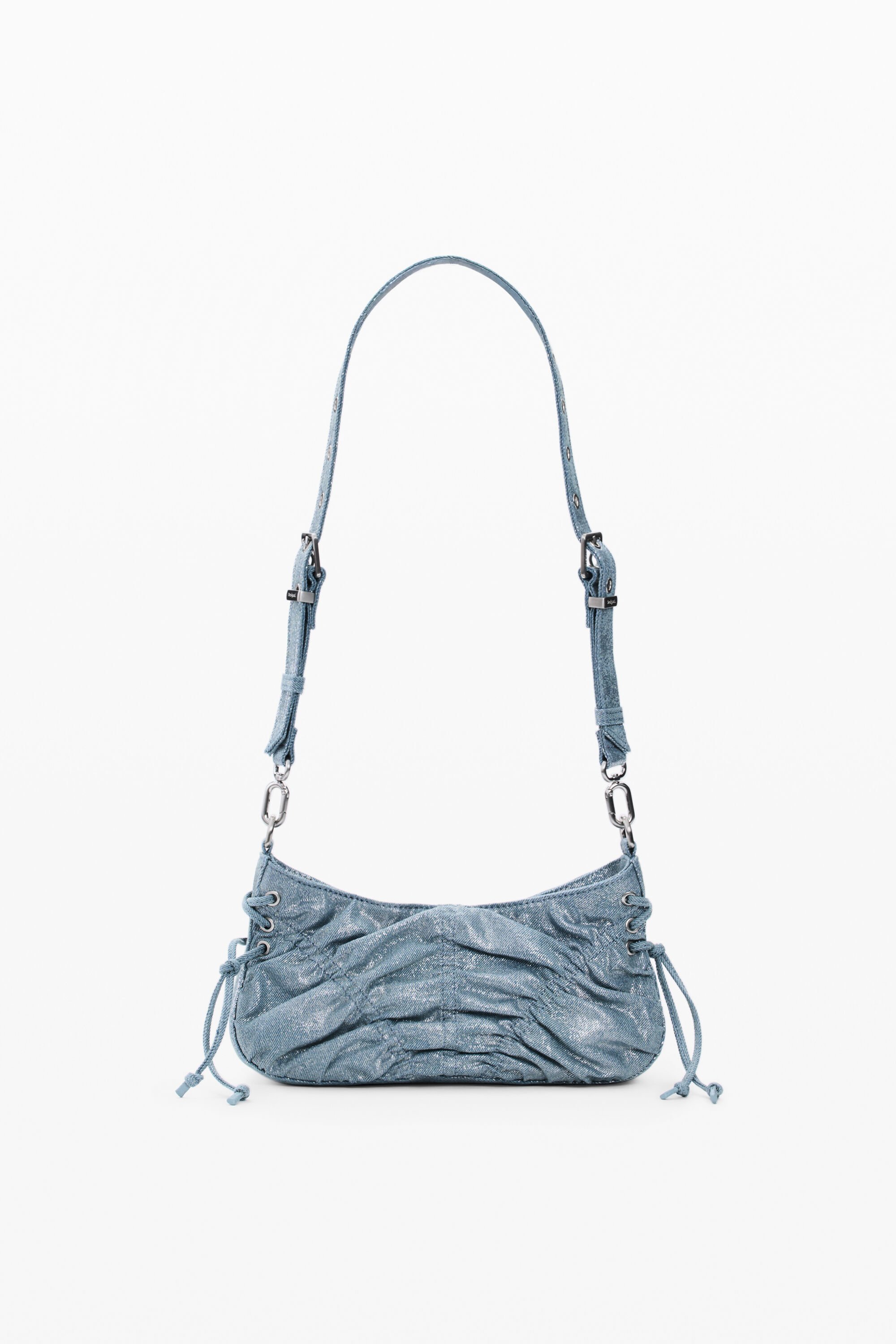 Desigual, Kleine Tasche aus Denim mit Rüschen, Damen, Blau, U