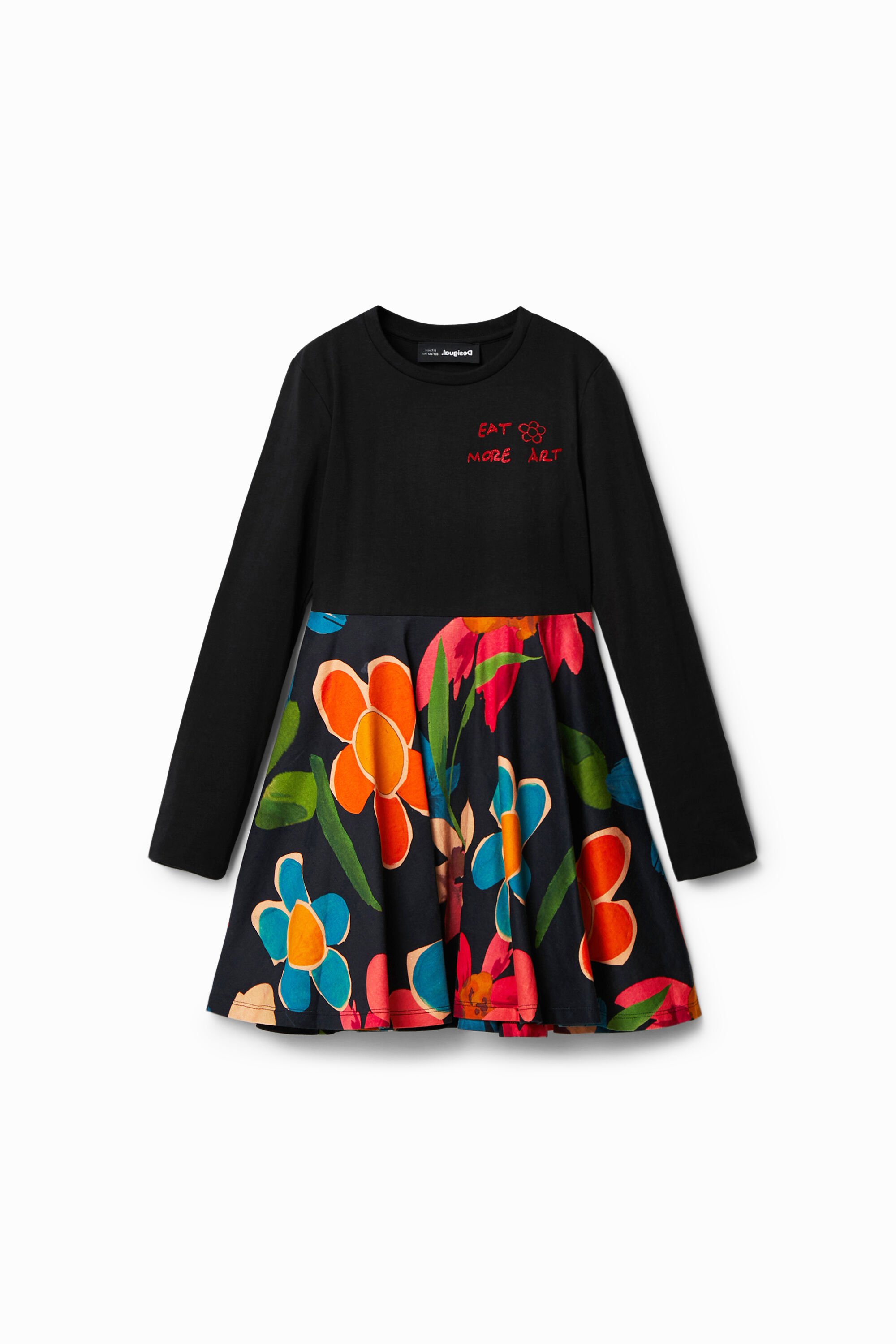 Desigual, Geblümtes 2-in-1-Kleid, Kinder, Baumwolle, Schwarz, 9/10
