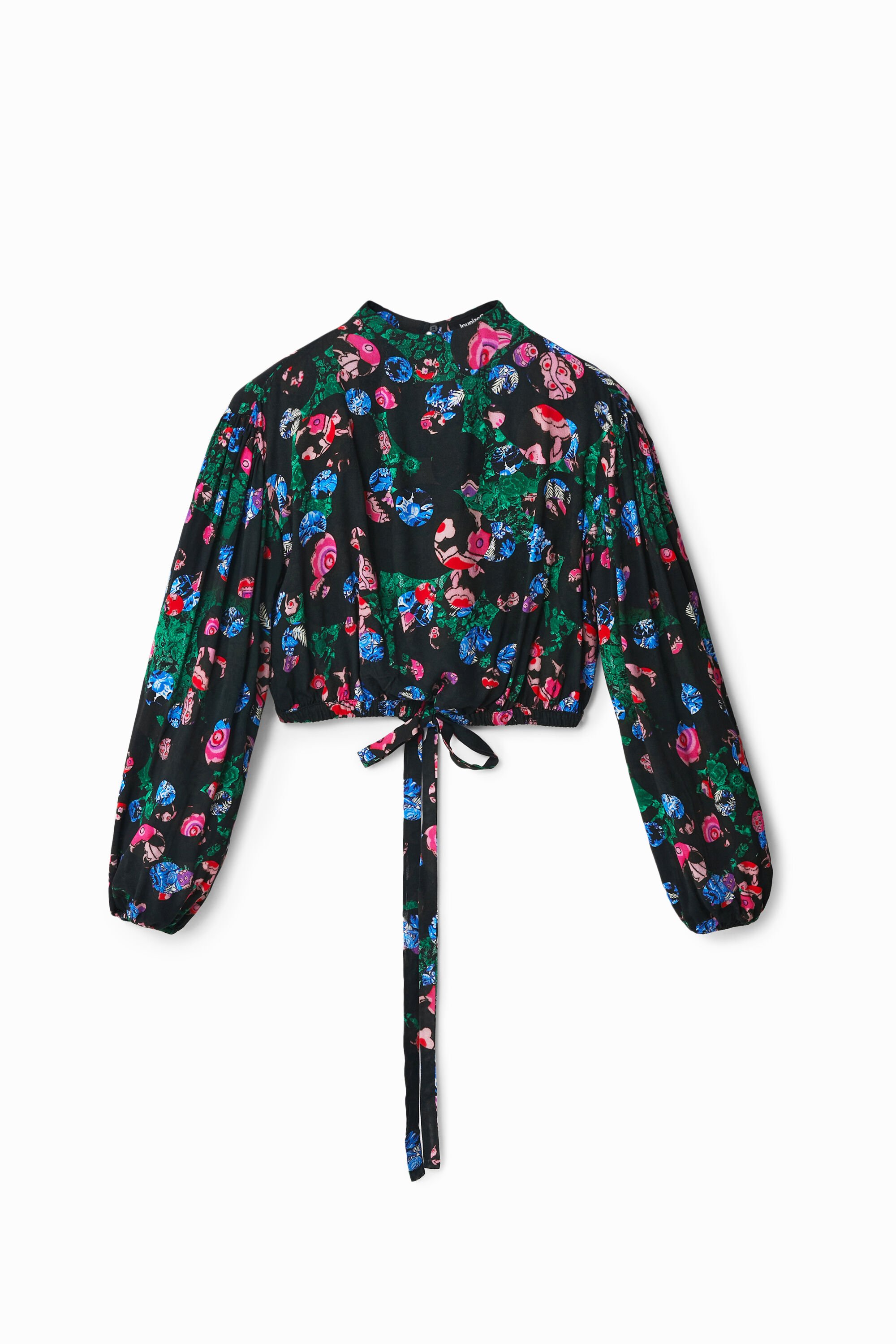 Desigual, Gecroppte Bluse Blumen M. Christian Lacroix, Viskose, Schwarz, L