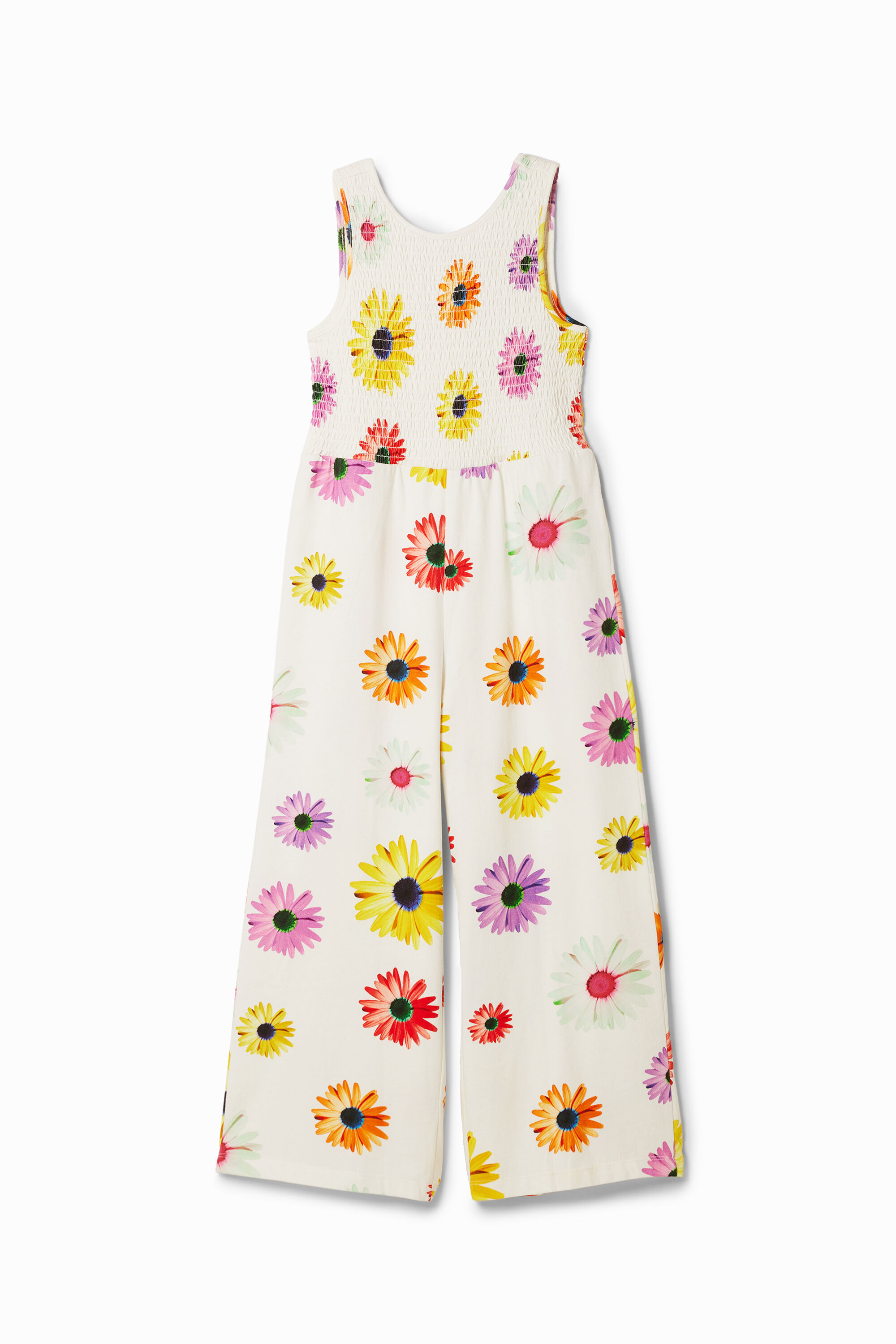 Desigual, Langer Jumpsuit Träger Margeriten, Kinder, Baumwolle, Weiß, 5/6