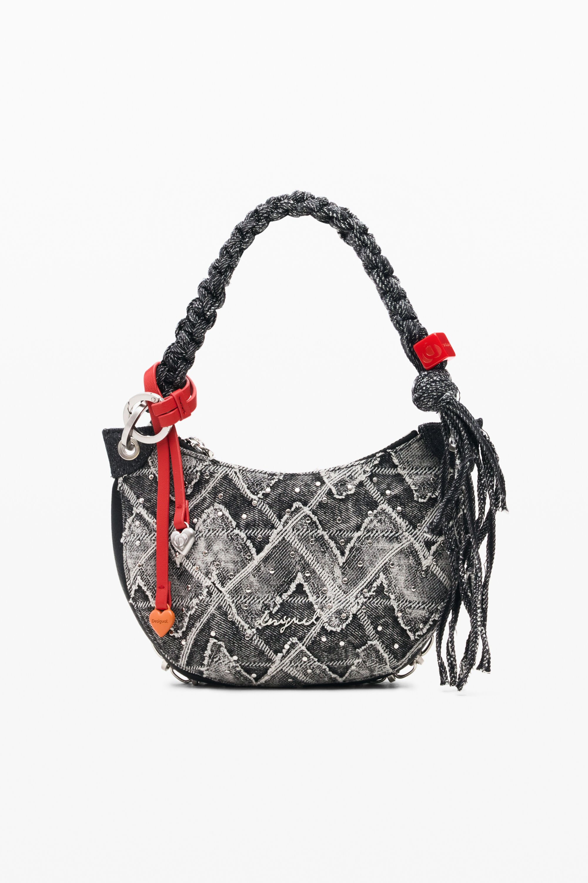Desigual, Kleine Tasche mit Nieten und Charm, Damen, Blau, U