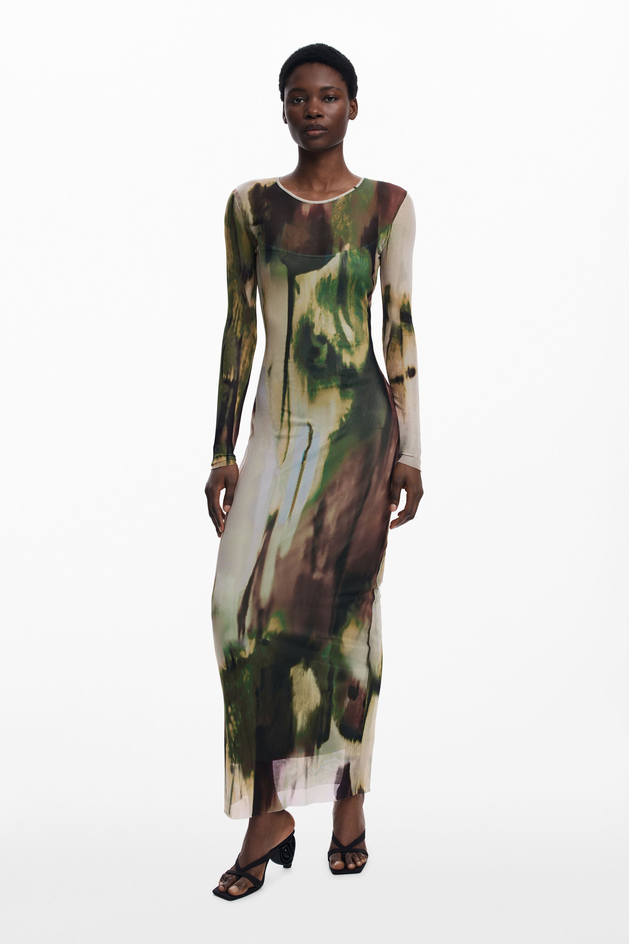 Desigual, Langes Tüllkleid, Damen, Polyester, GrüN, M