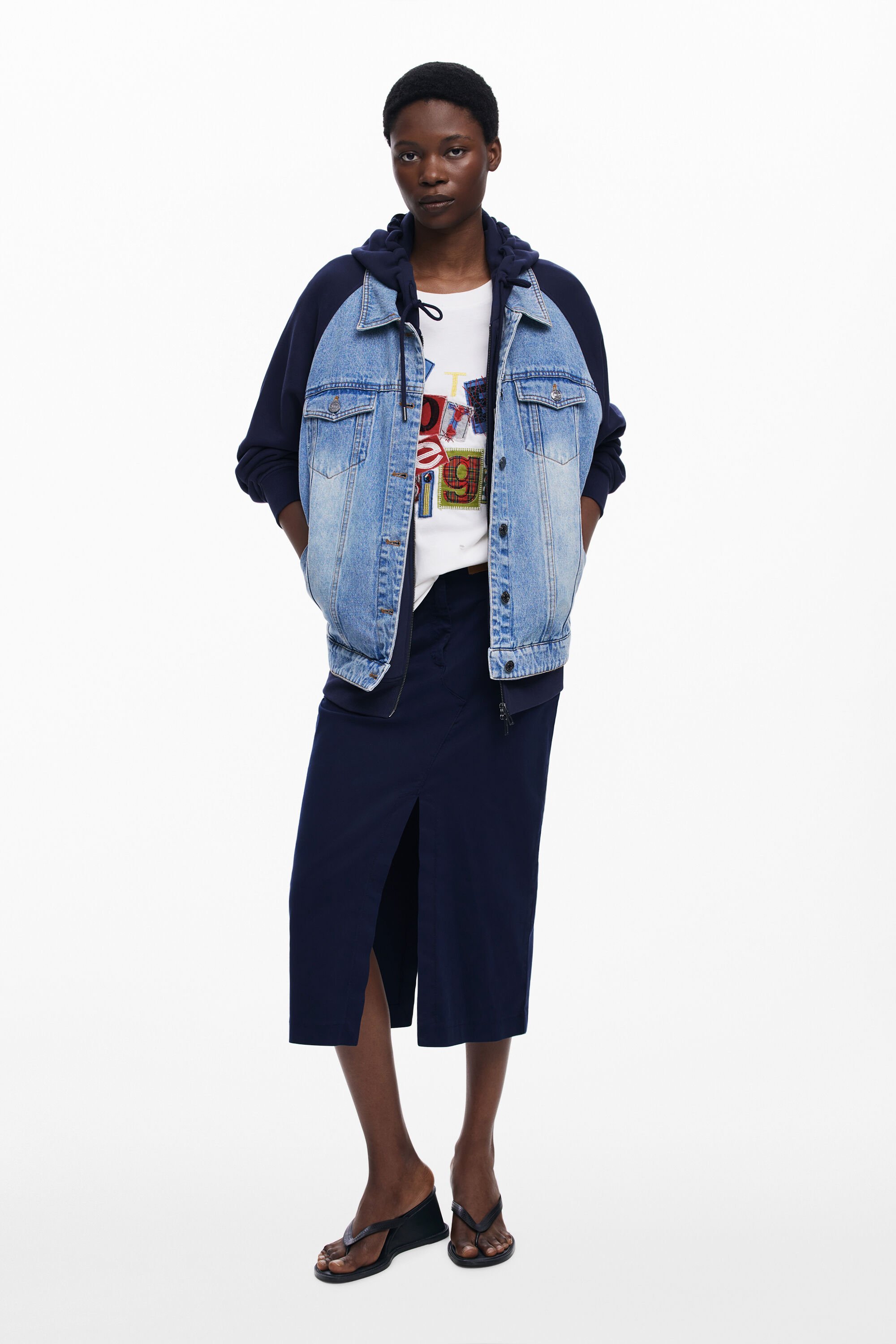 Desigual, Hybrider Botter-Sweatshirt, Damen, Baumwolle, Blau, M