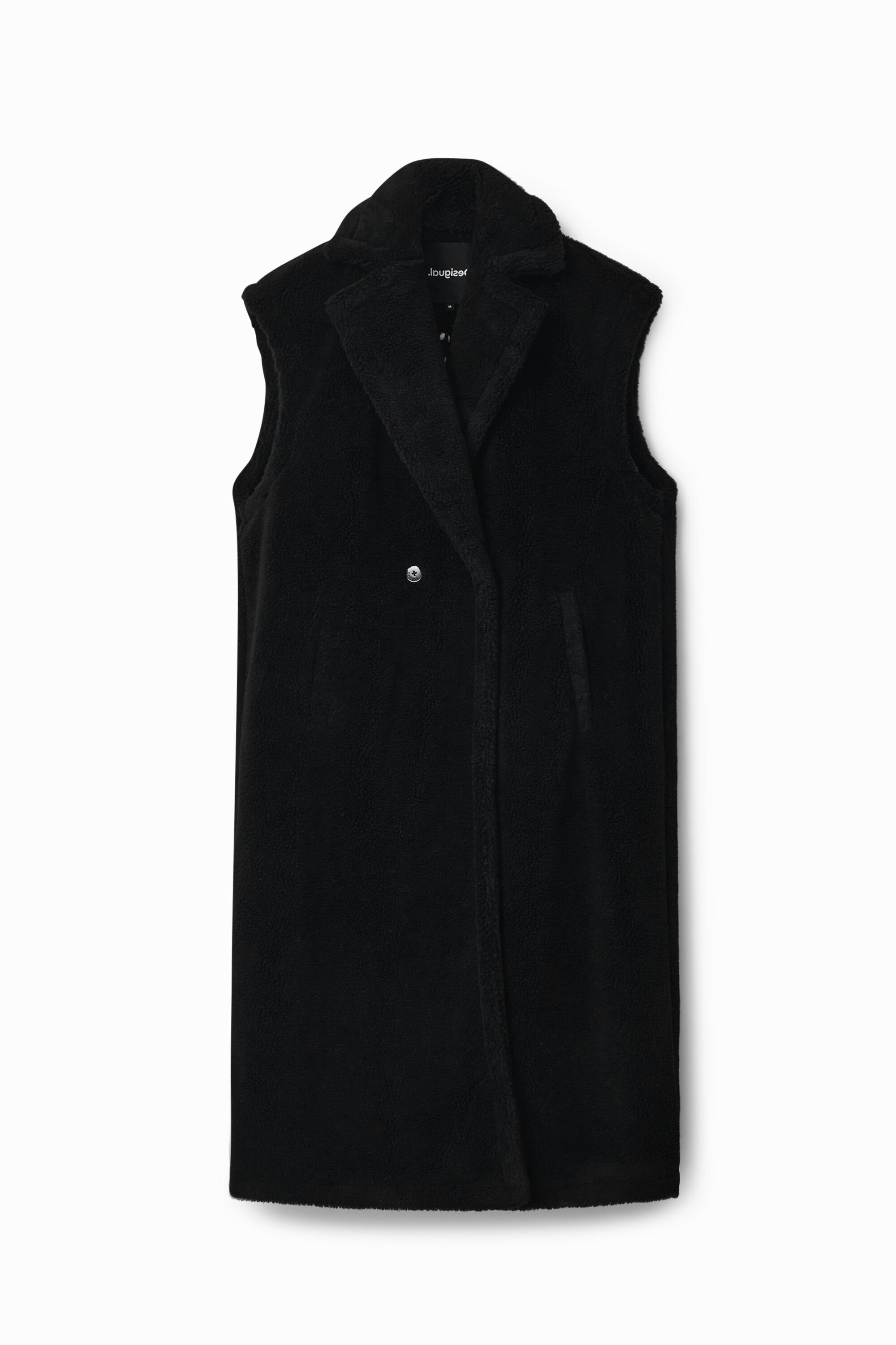 Desigual, Lange Weste Lammfell, Damen, Schwarz, M