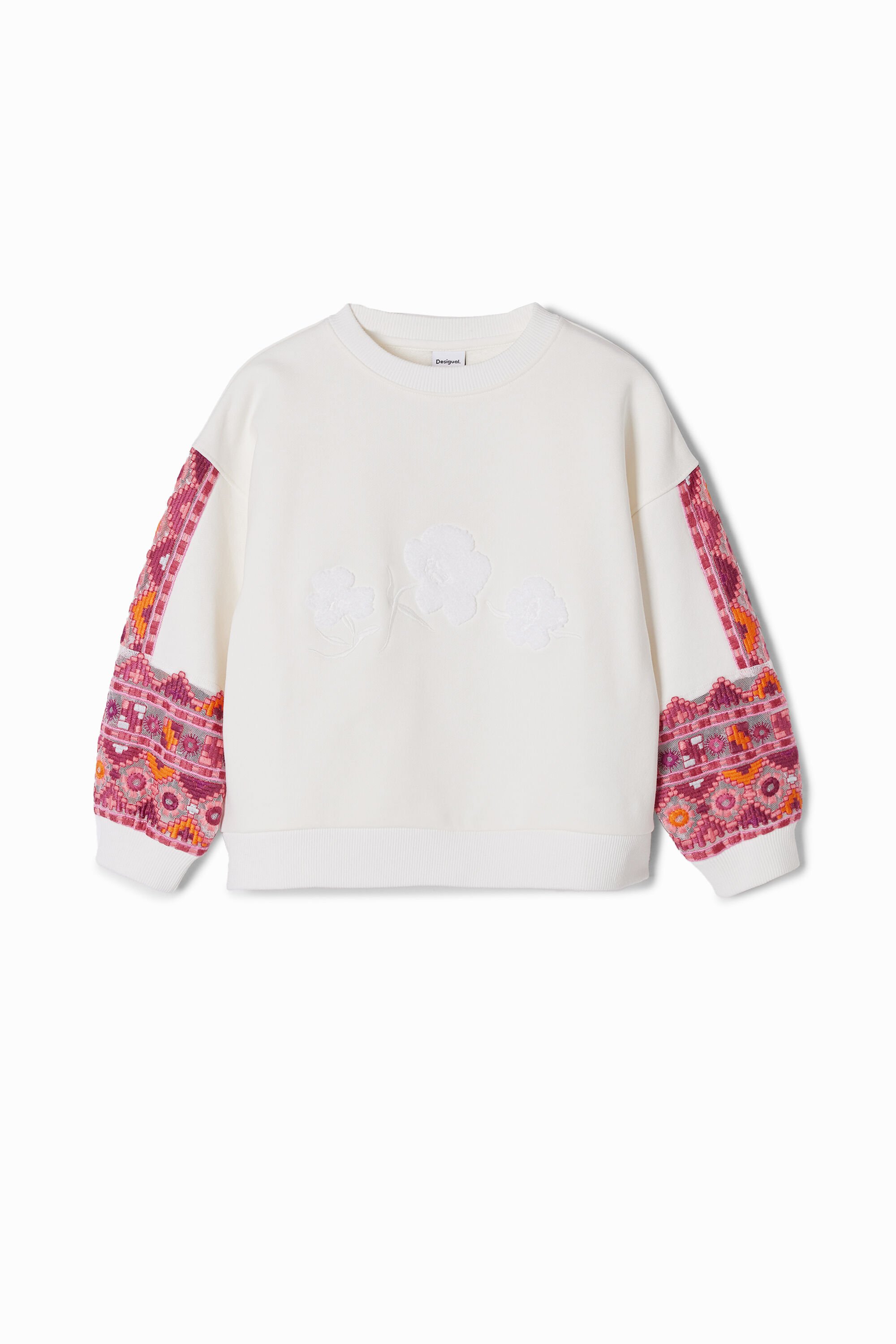 Desigual, Gebauschter Sweater Stickereien, Kinder, Weiß, S
