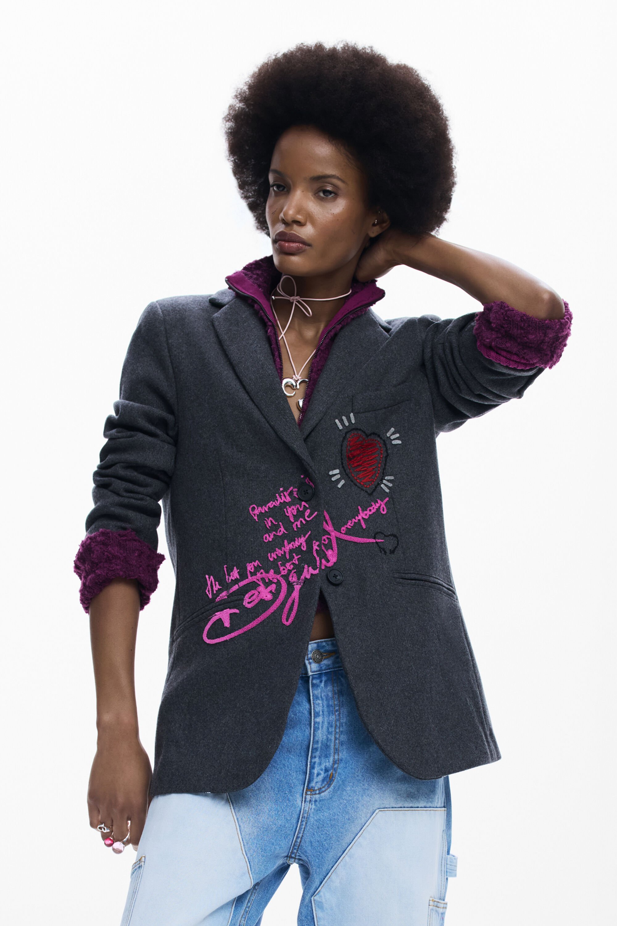 Desigual, KOMBINIERTER BLAZER MIT KAPUZE, Damen, Schwarz, XS