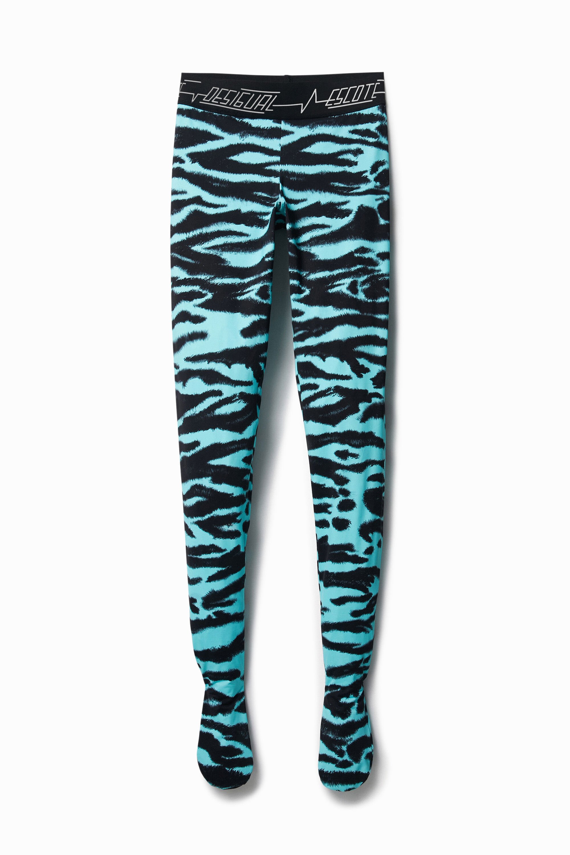 Desigual, Leggings Slim Fit Animal Print, Blau, L
