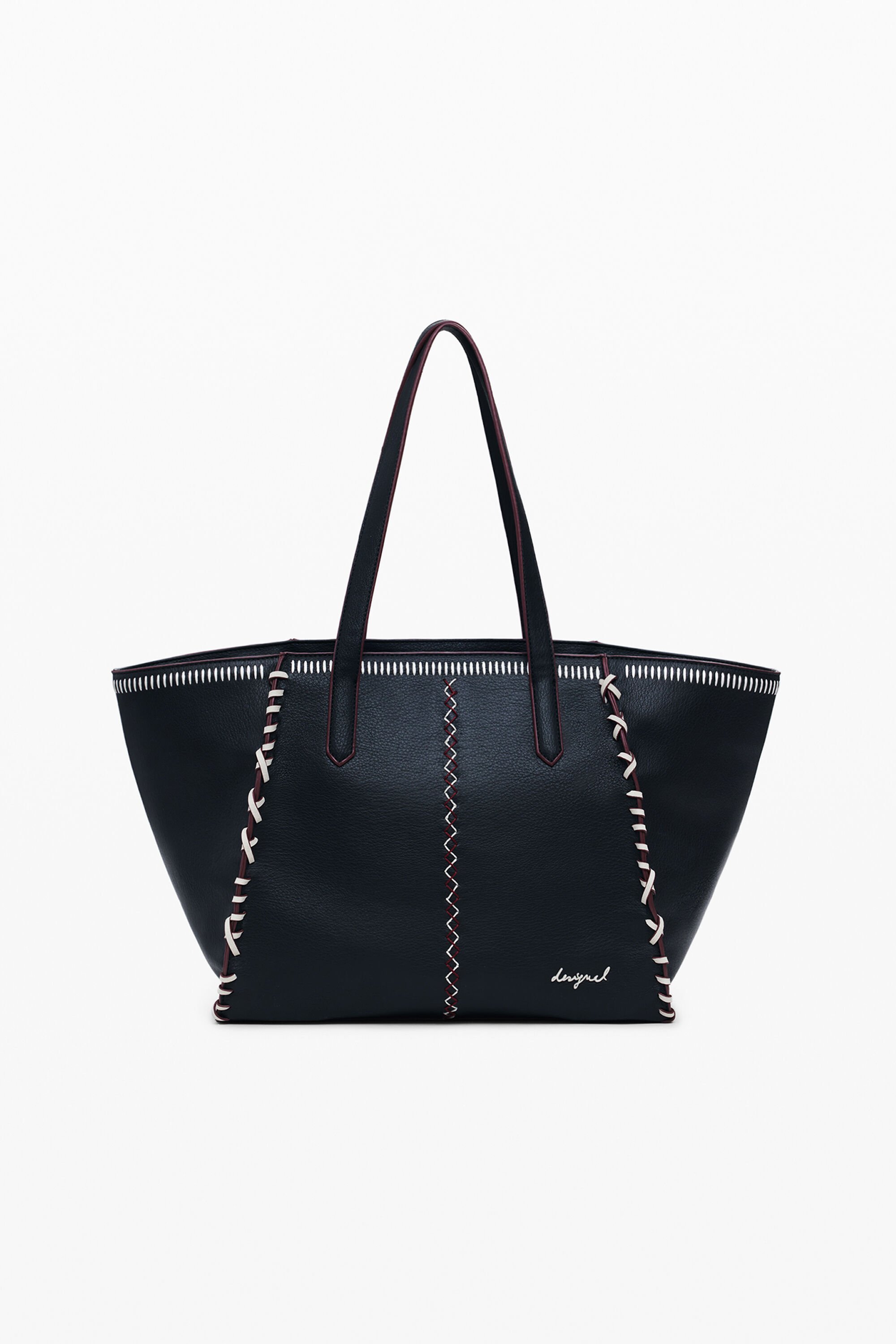 Desigual, Große Shopper-Tasche mit Nähten, Damen, Polyurethan, Schwarz, U