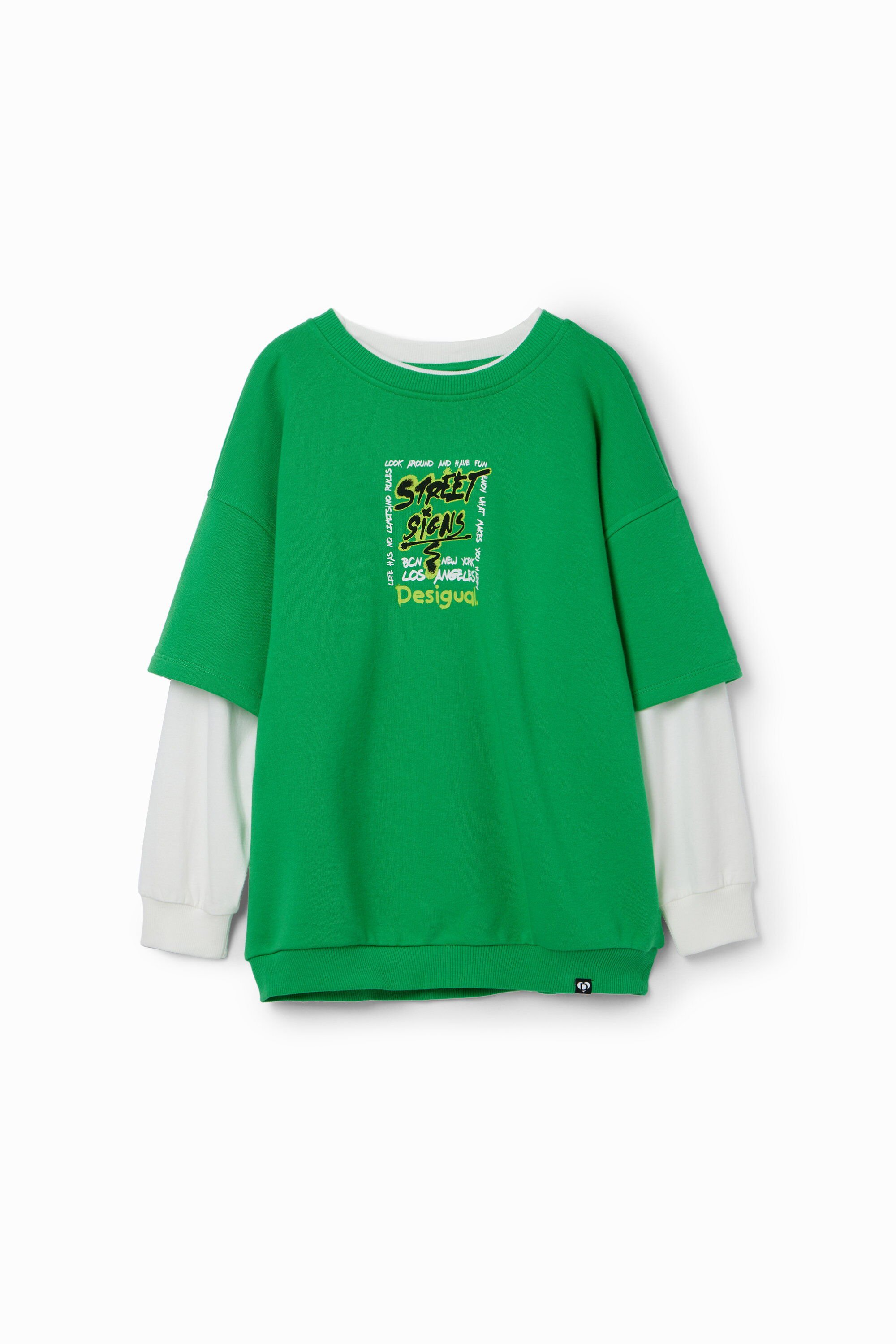 Desigual, Doppeltes Shirt Graffiti, Kinder, Baumwolle, GrüN, M