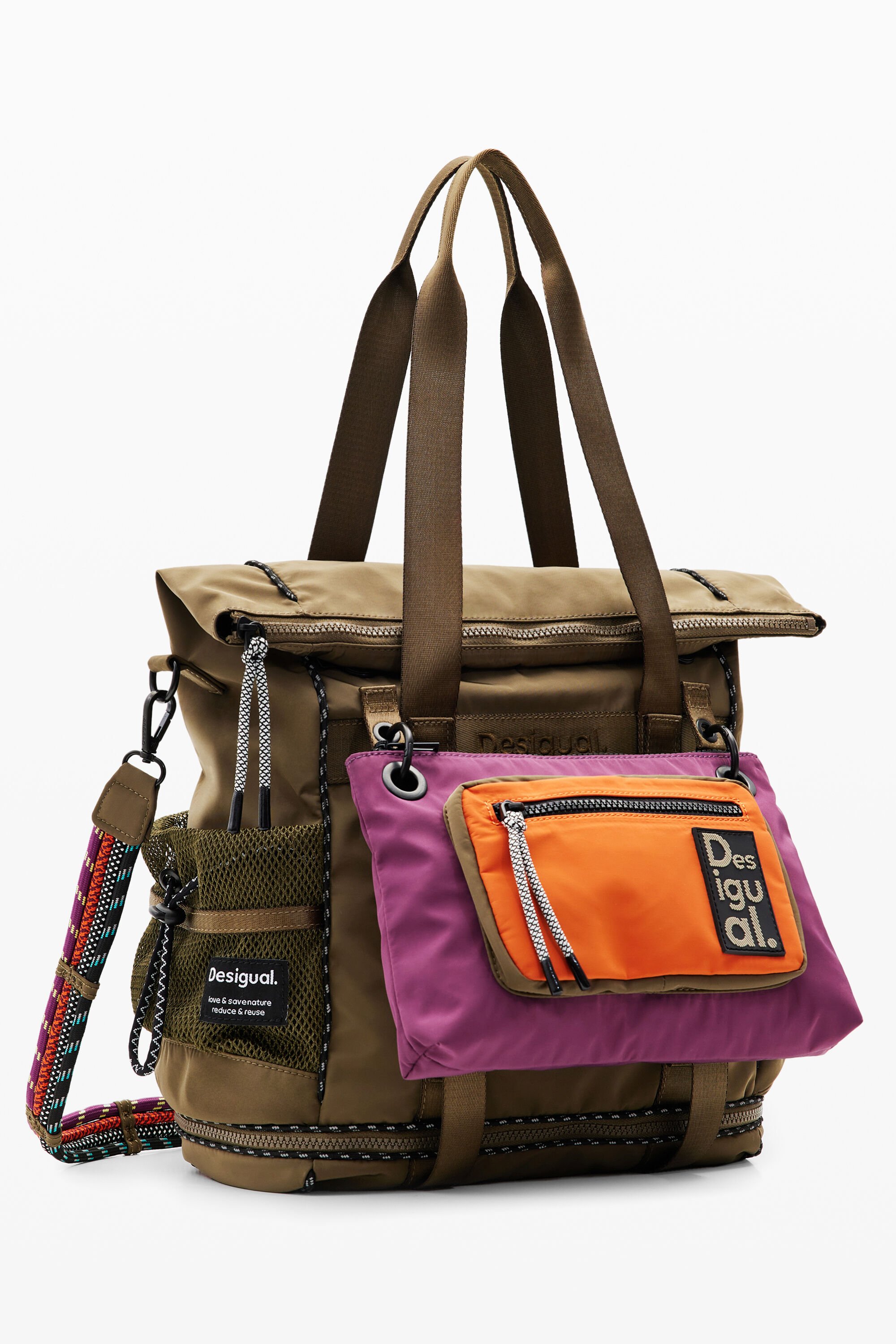 Desigual, Vielseitig tragbarer XL-Rucksack Voyager, Damen, Polyester, GrüN, U