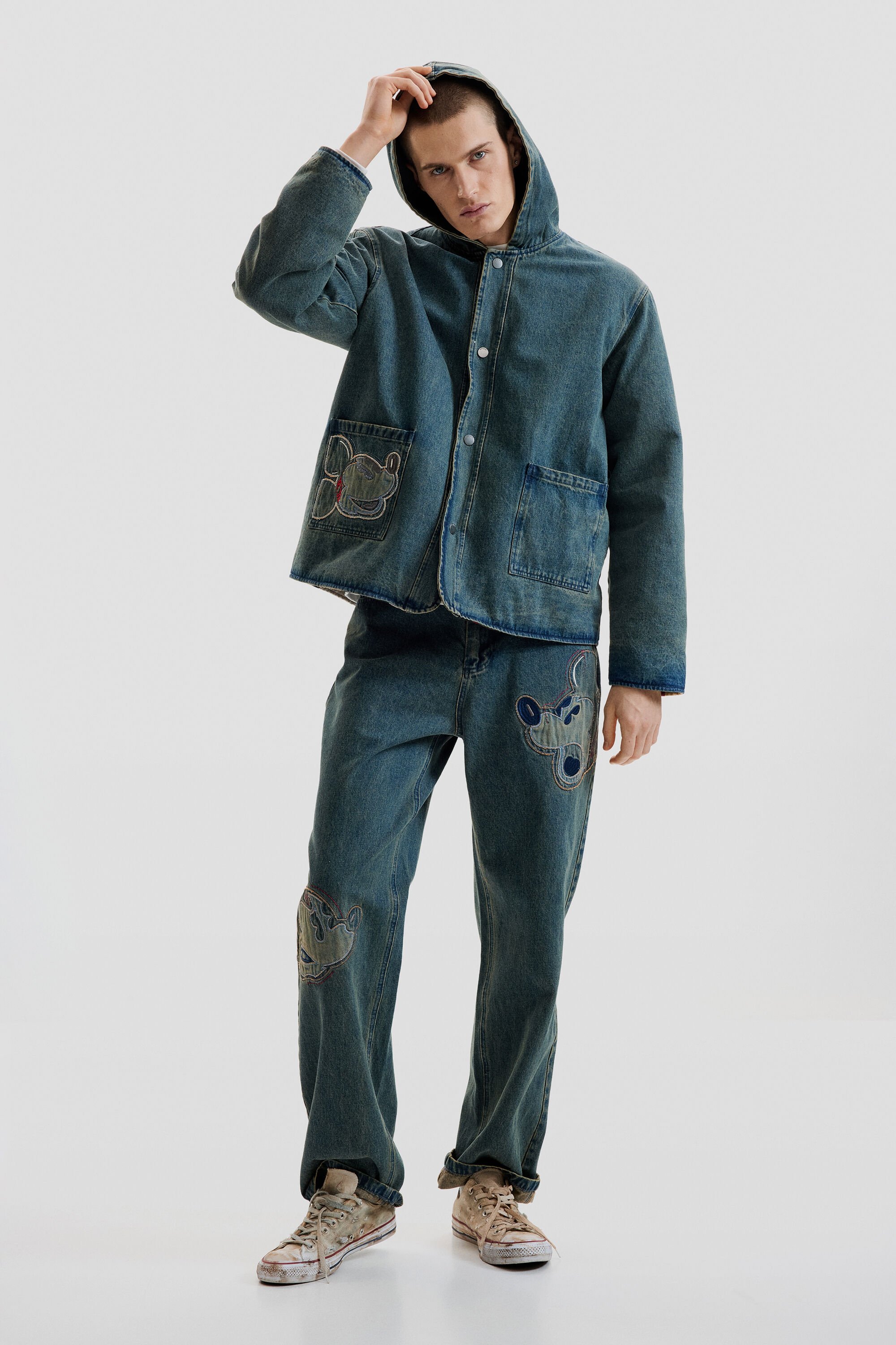 Desigual, Jeansjacke patch, Herren, Baumwolle, Blau, 36