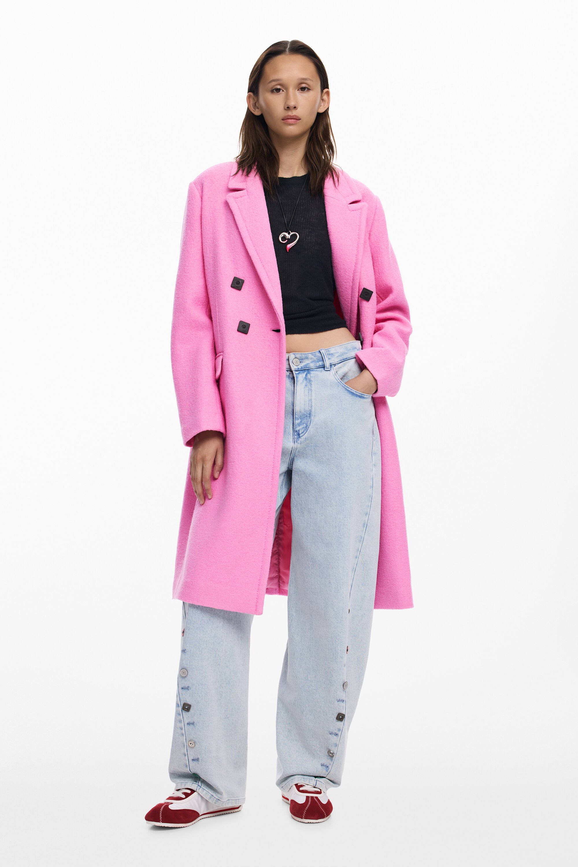 Desigual, Doppelreihiger Mantel mit Knöpfen, Damen, Rot, XS