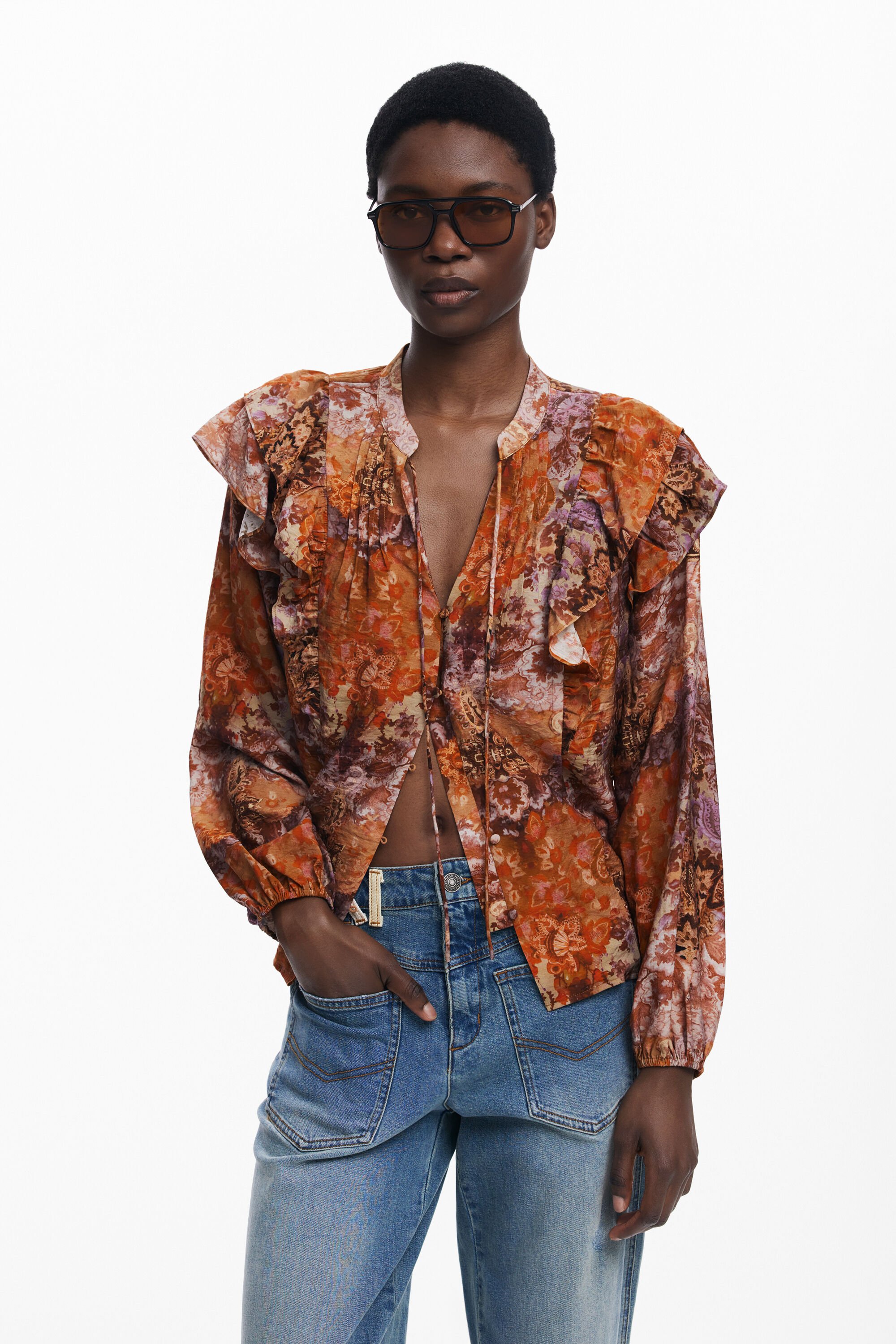 Desigual, Romantische Paisley-Bluse, Damen, Orange, S