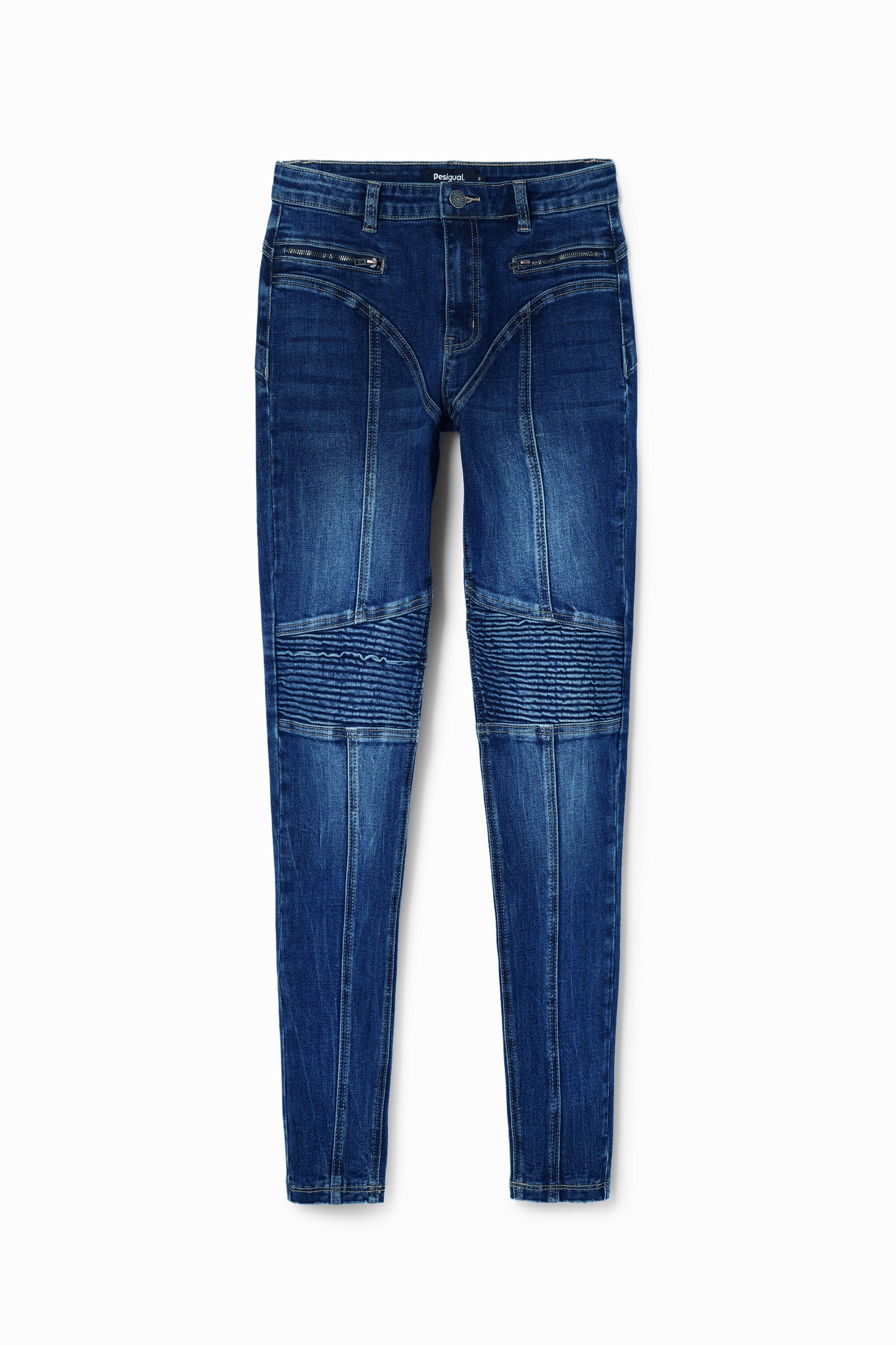 Desigual, Biker-Jeans Slim Fit, Damen, Baumwolle, Blau, 38