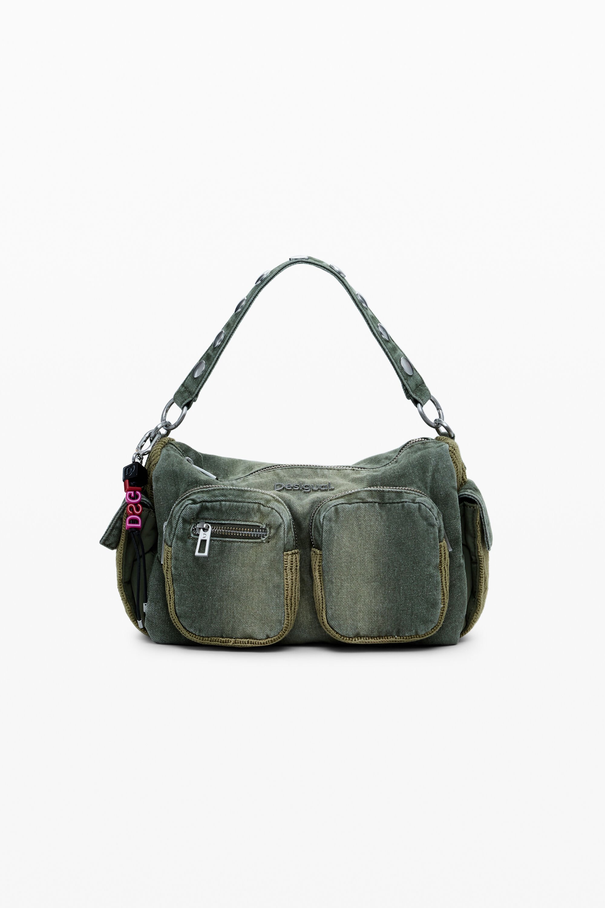 Desigual, Mittelgroße kombinierte Denim-Tasche, Damen, GrüN, U