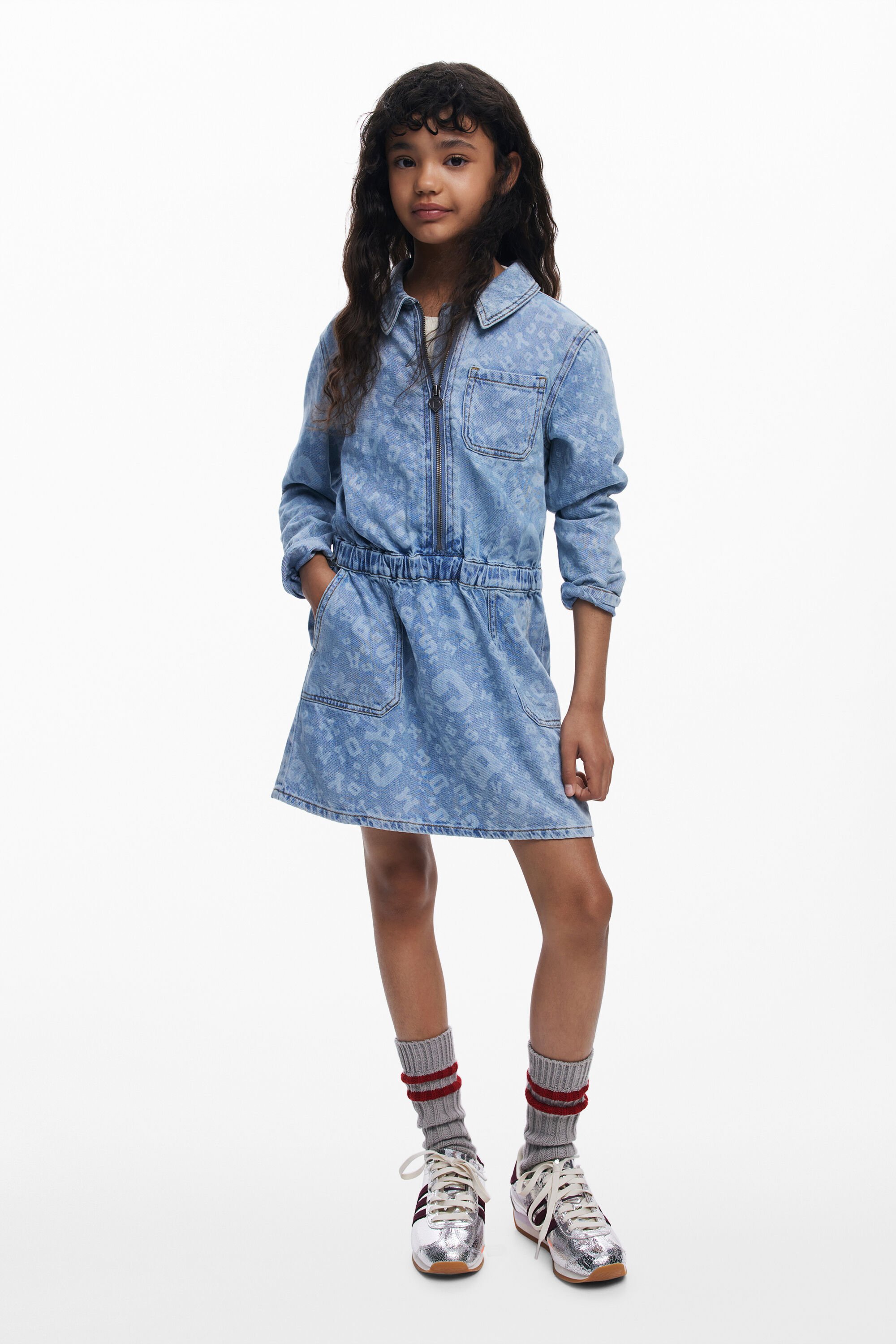 Desigual, DENIM-KLEID AUS BAUMWOLLE, Kinder, Baumwolle, Blau, 9/10
