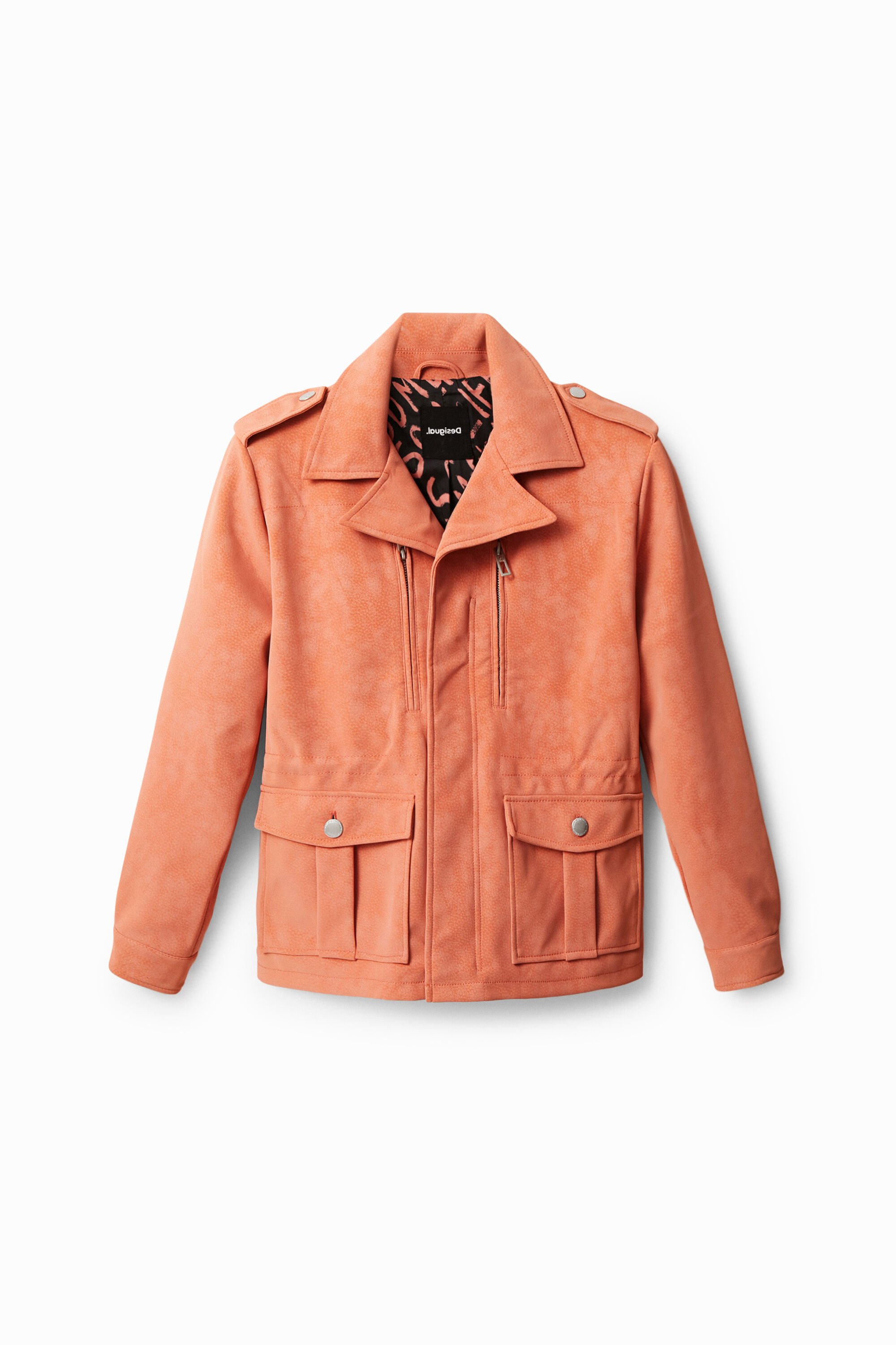 Desigual, Gerade geschnittene Jacke, Polyurethan, Orange, XS