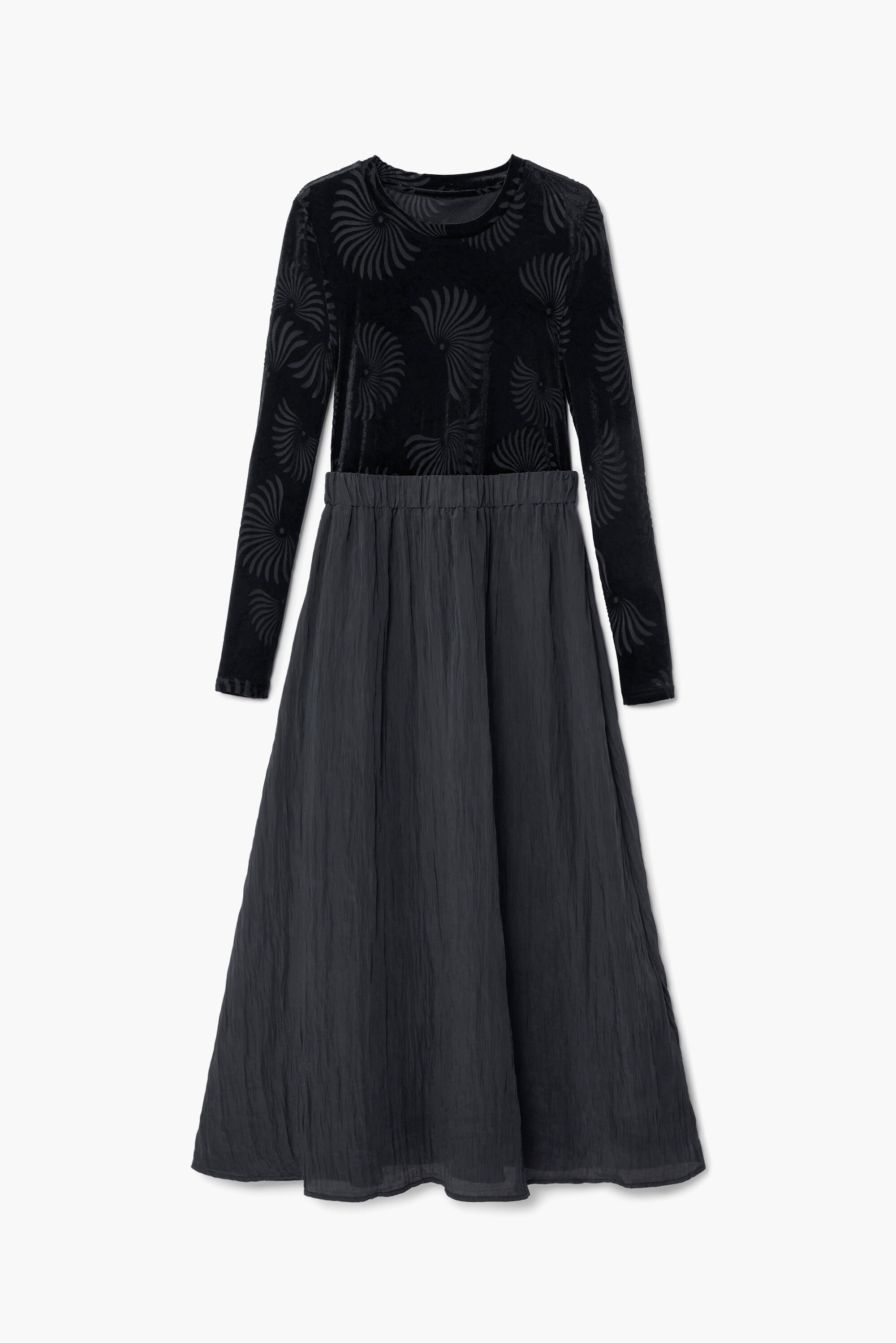 Desigual, Kombiniertes Kleid mit Muster, Schwarz, XL