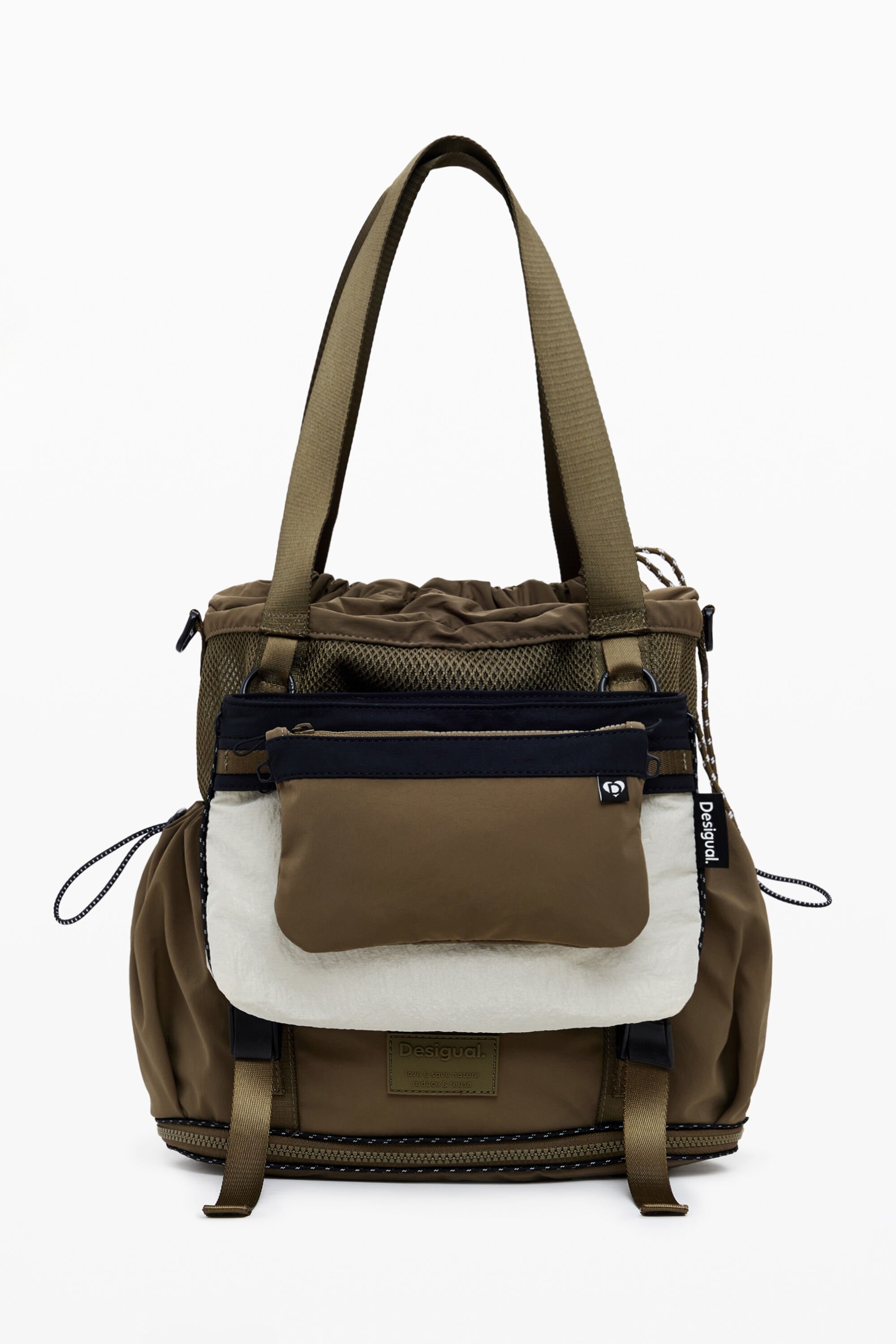 Desigual, Großer erweiterbarer Nylon-Rucksack, Damen, GrüN, U