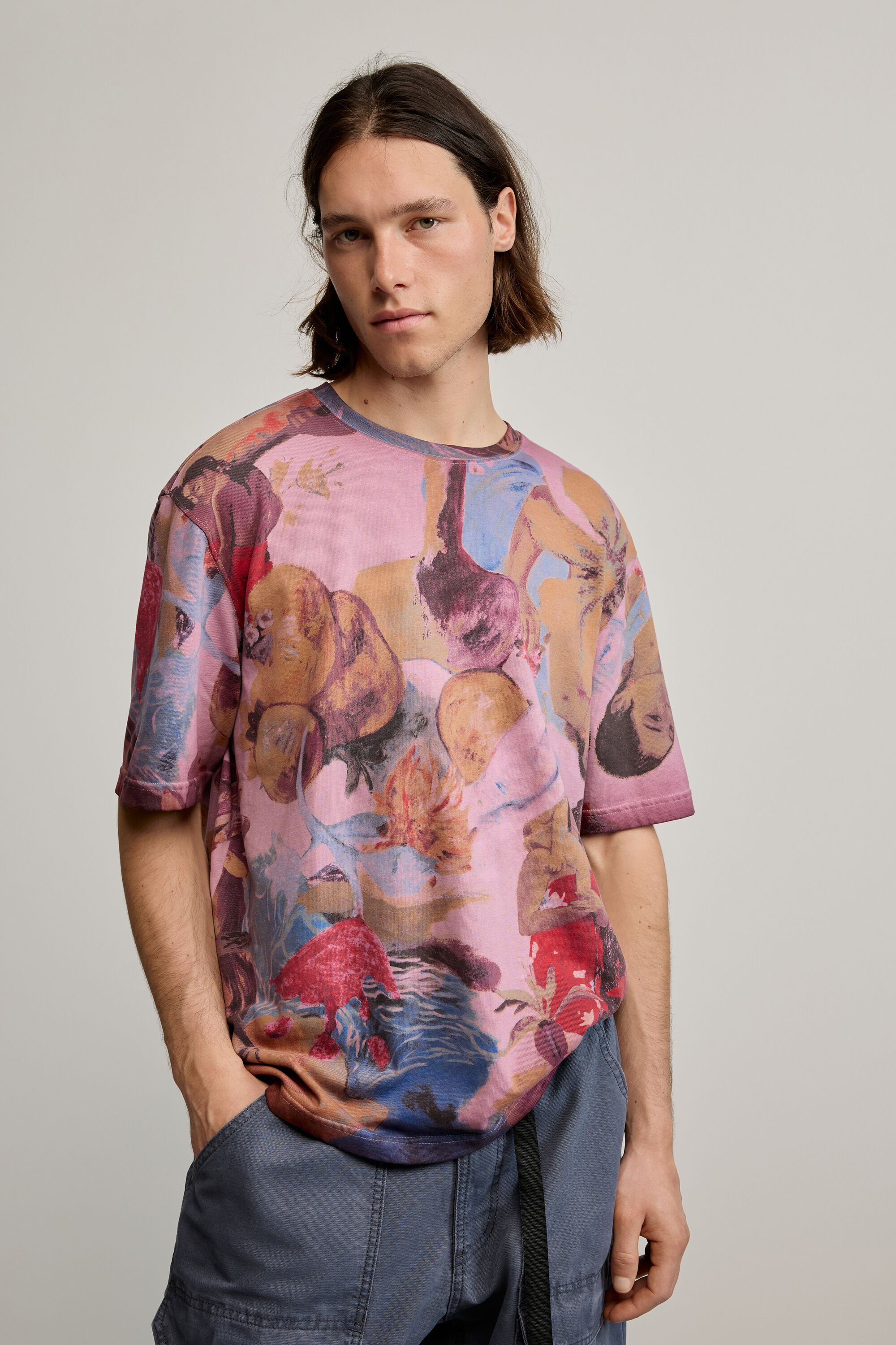 Desigual, Bedrucktes t-shirt mit blumenmuster, Herren, Baumwolle, Rot, L