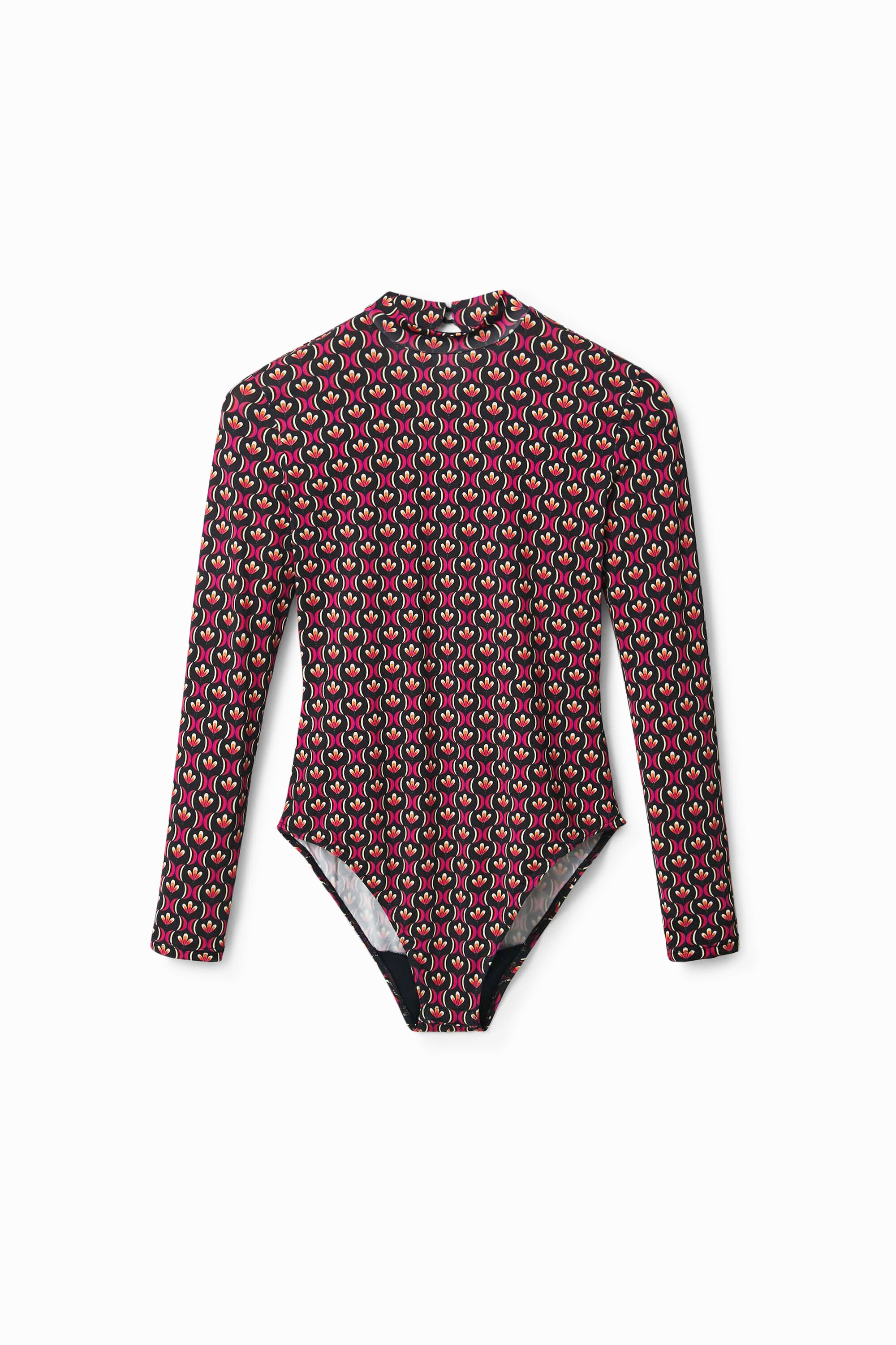 Desigual, Geometrisch gemusterter Retro-Body, Polyester, Rot, XS