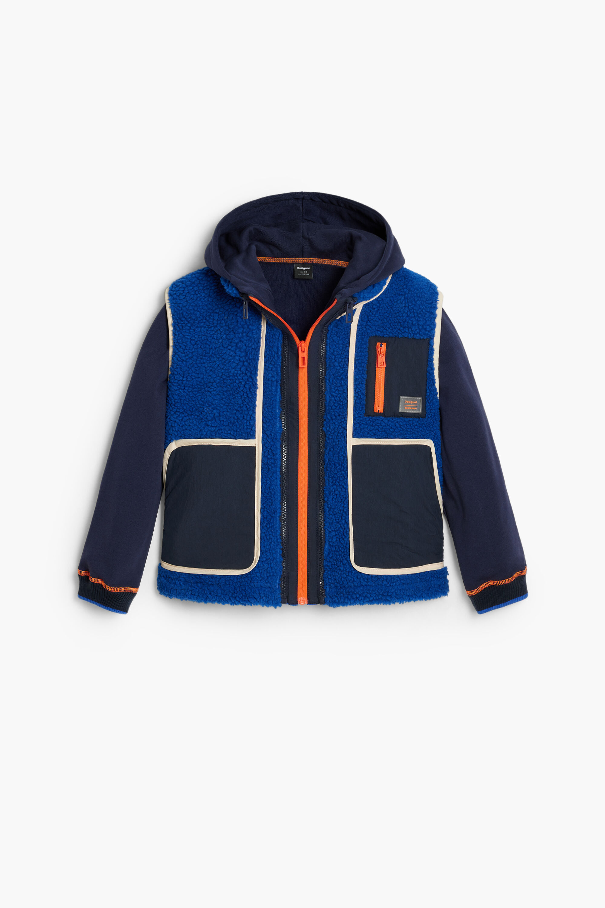 Desigual, Abnehmbare Jacke mit Teddyfutter, Kinder, Polyester, Blau, 13/14
