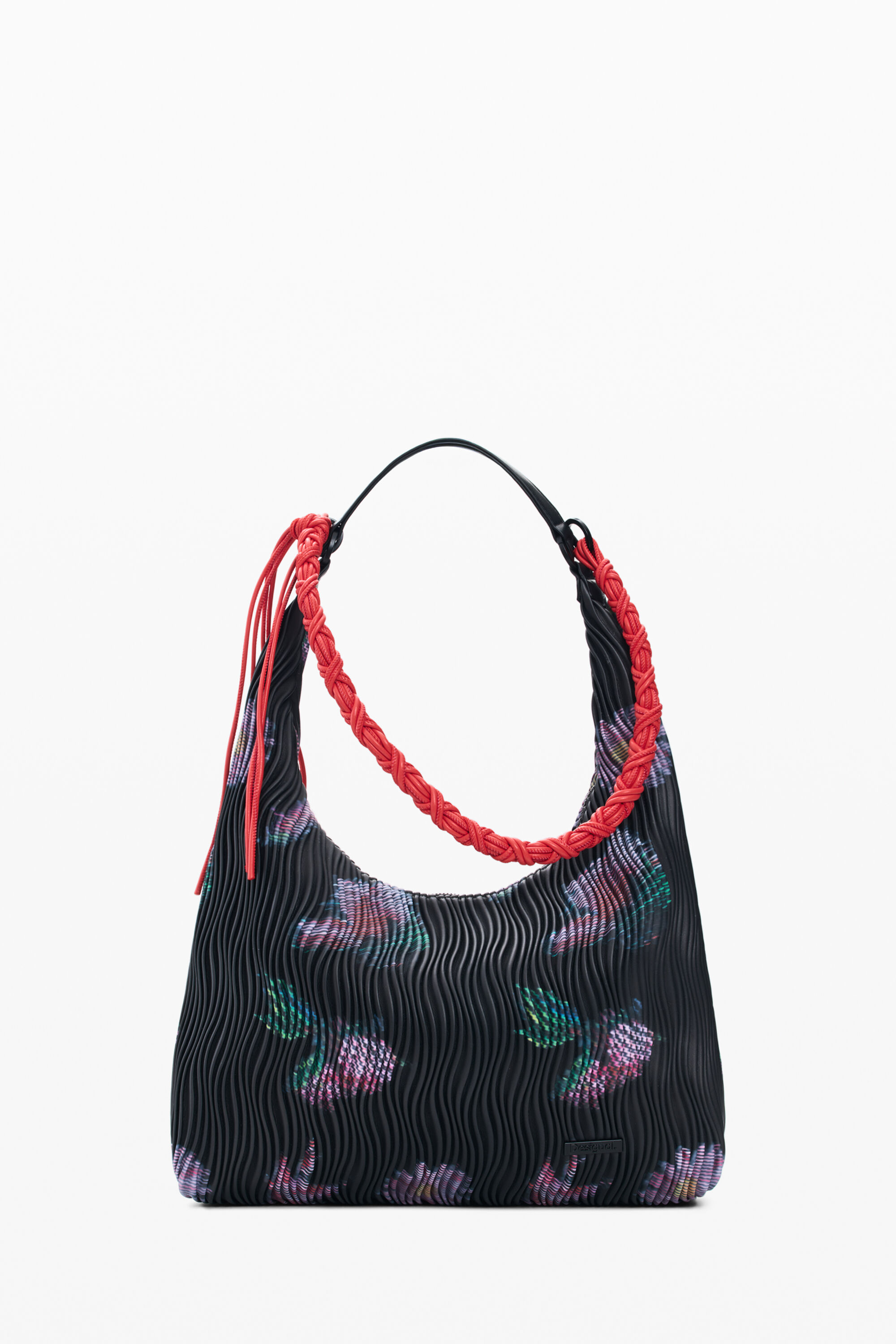 Desigual, Mittelgroße ovale Tasche mit Textur, Damen, Polyurethan, Schwarz, U