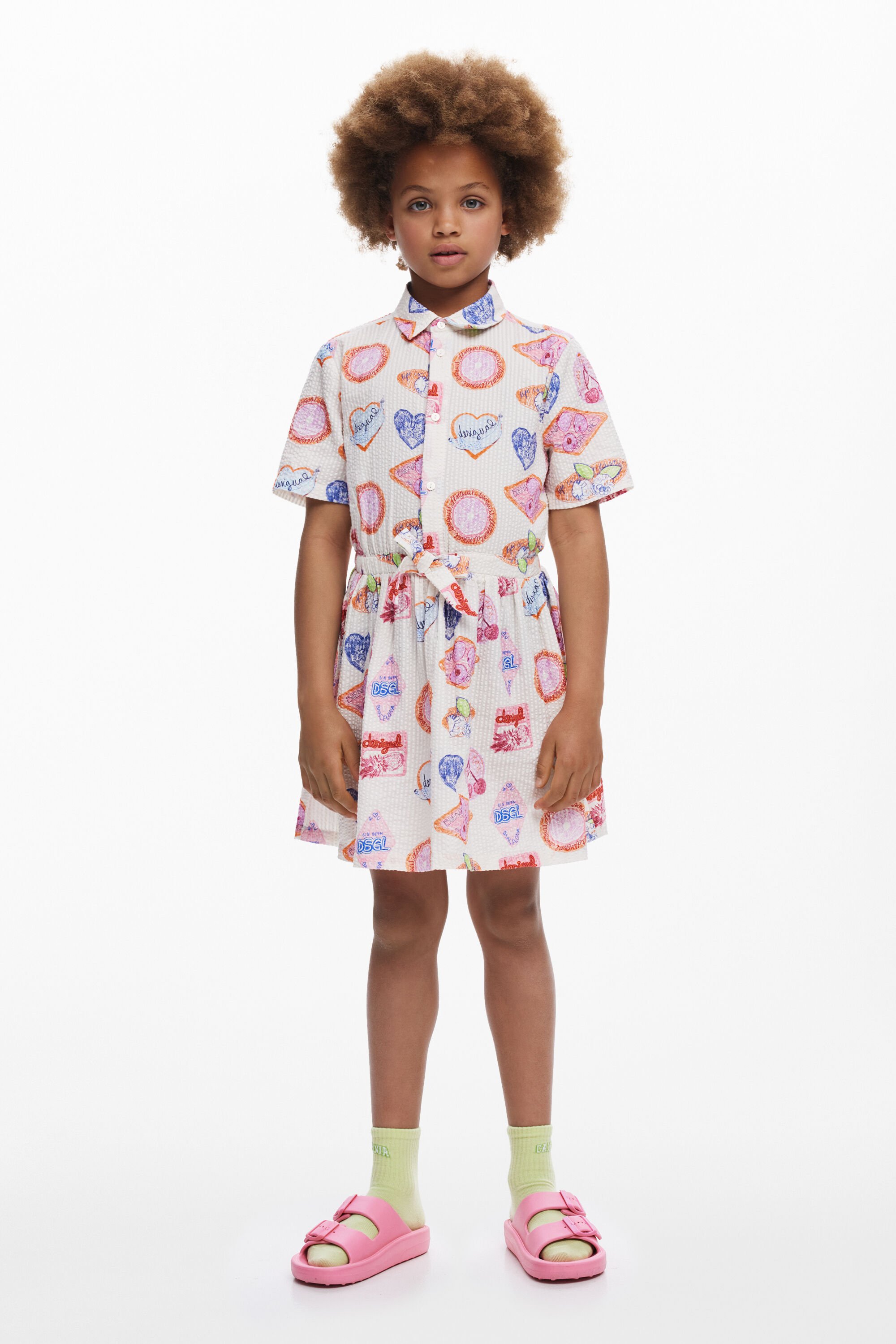 Desigual, Hemdblusenkleid mit Siegeln, Kinder, Baumwolle, 3/4