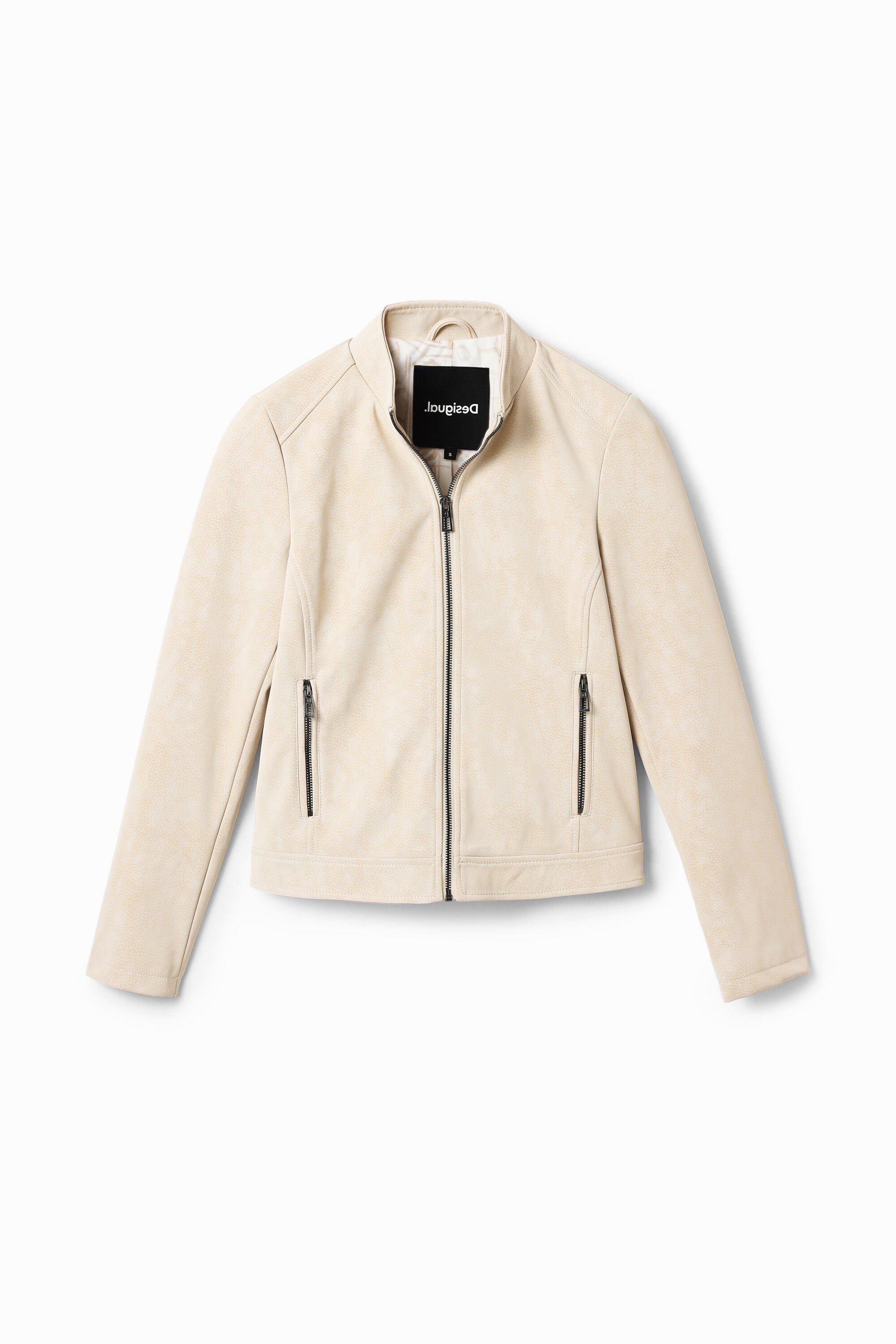 Desigual, Biker-Jacke Wildleder-Look, Polyurethan, Weiß, M