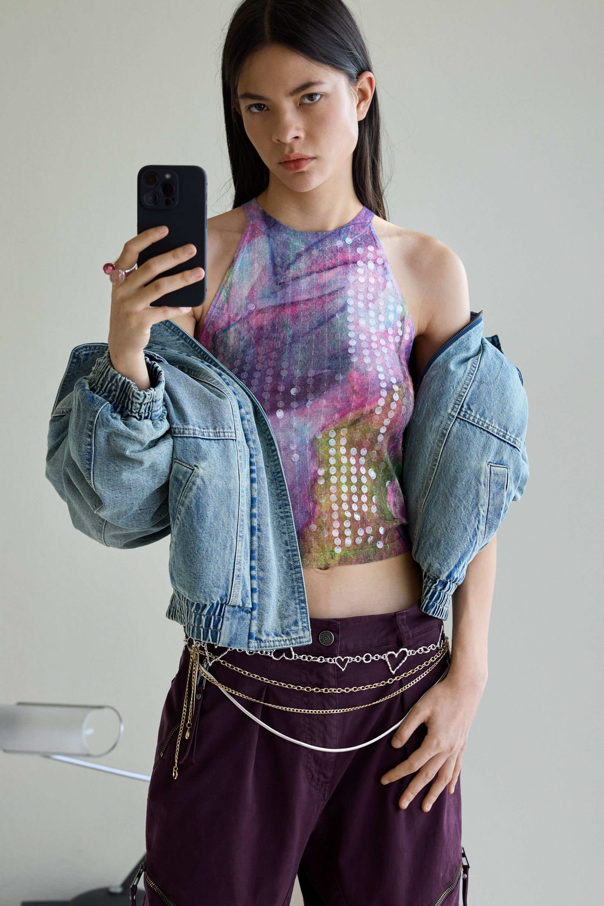 Desigual, Halter-T-Shirt mit Pailletten, Damen, Rot, L