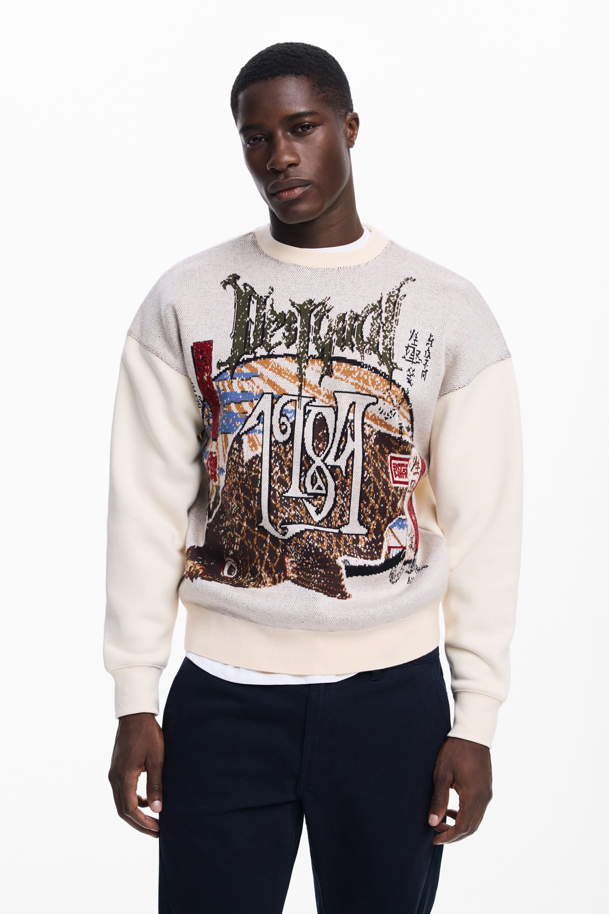 Desigual, Vintage-Karpfen-Sweatshirt, Herren, Baumwolle, Braun, M