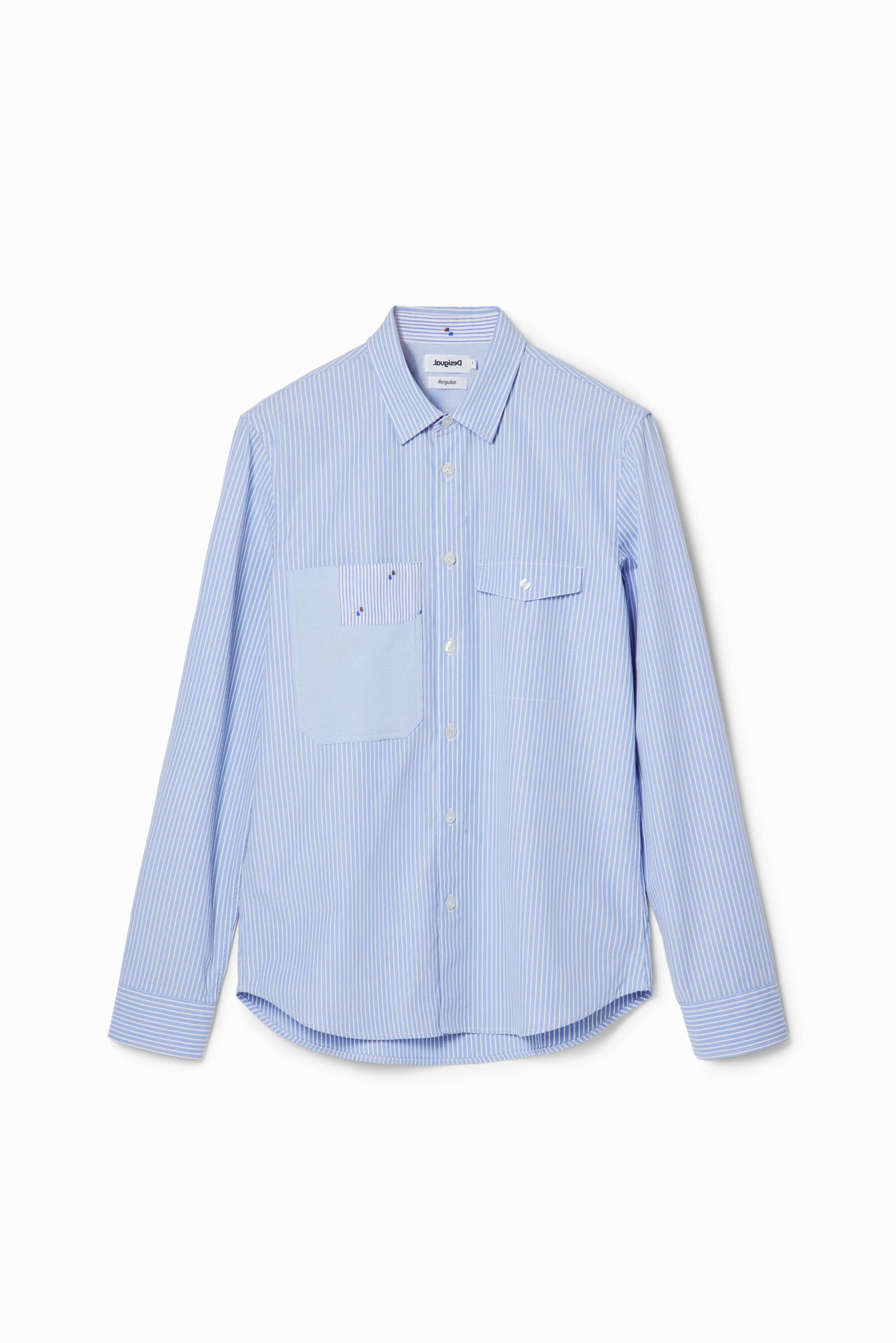 Desigual, Gestreiftes Hemd Taschen, Baumwolle, Blau, S