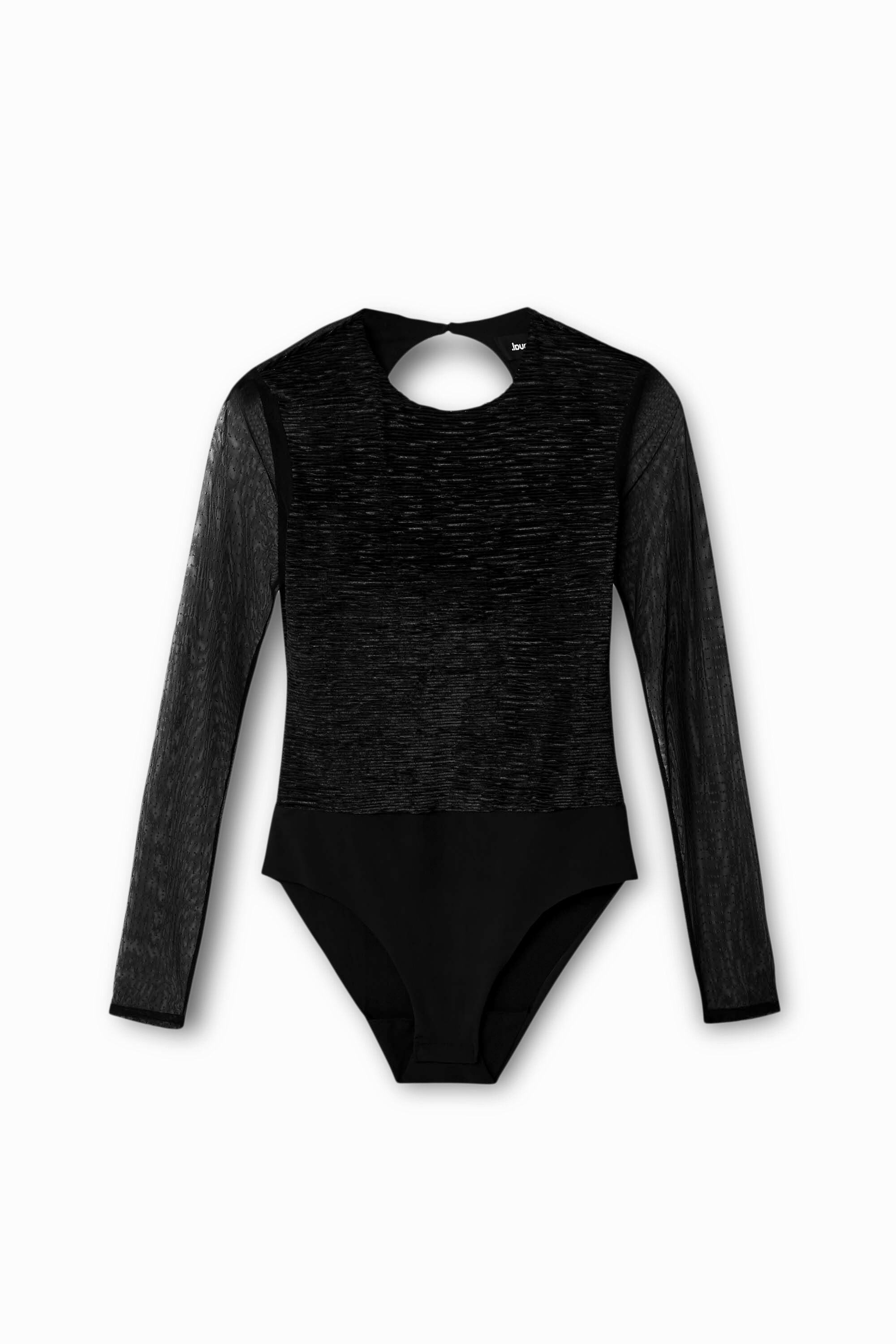 Desigual, Body transparente Tüllärmel, Schwarz, L
