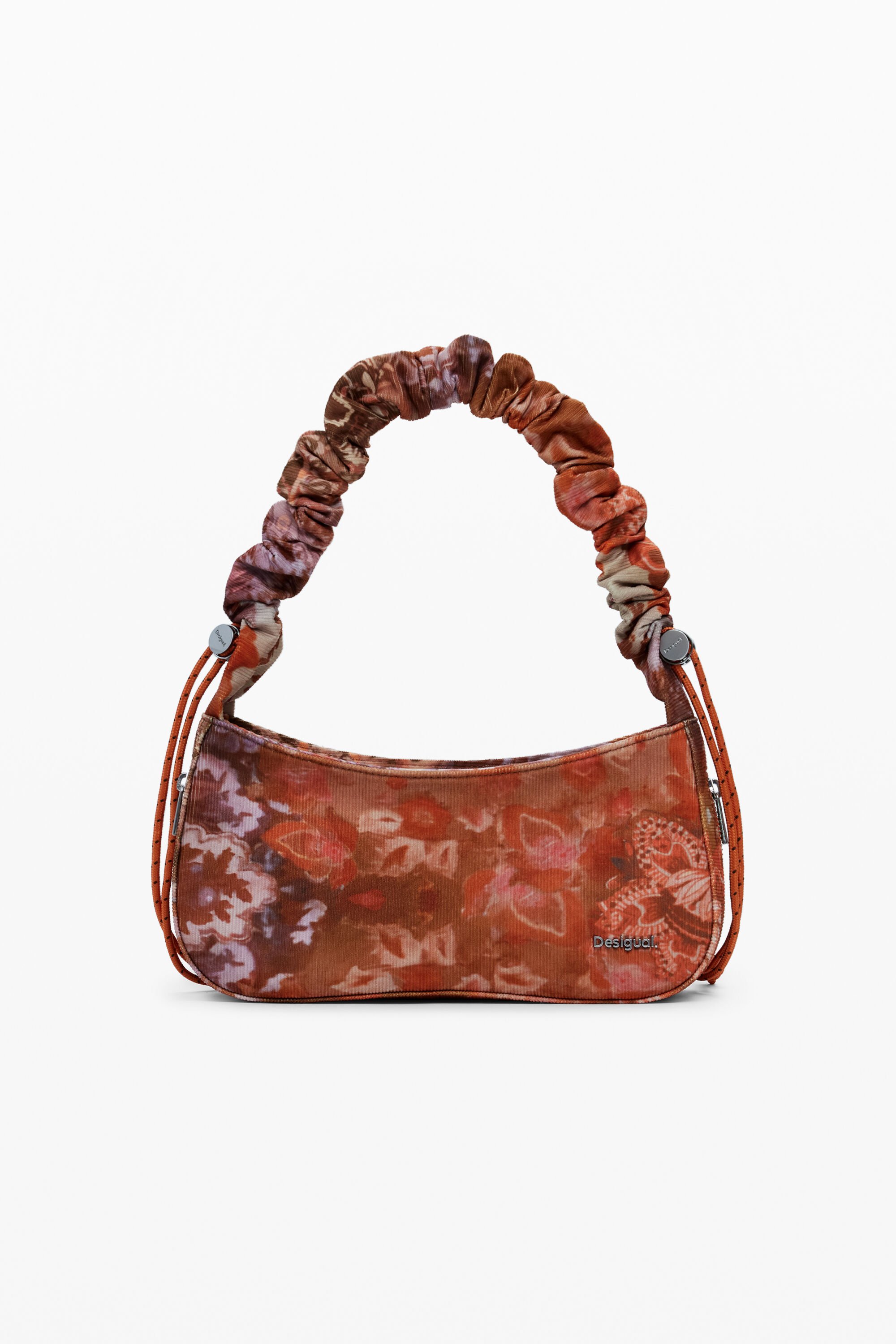 Desigual, Mittelgroße Umhängetasche mit Blumenstruktur, Damen, Polyester, Orange, U