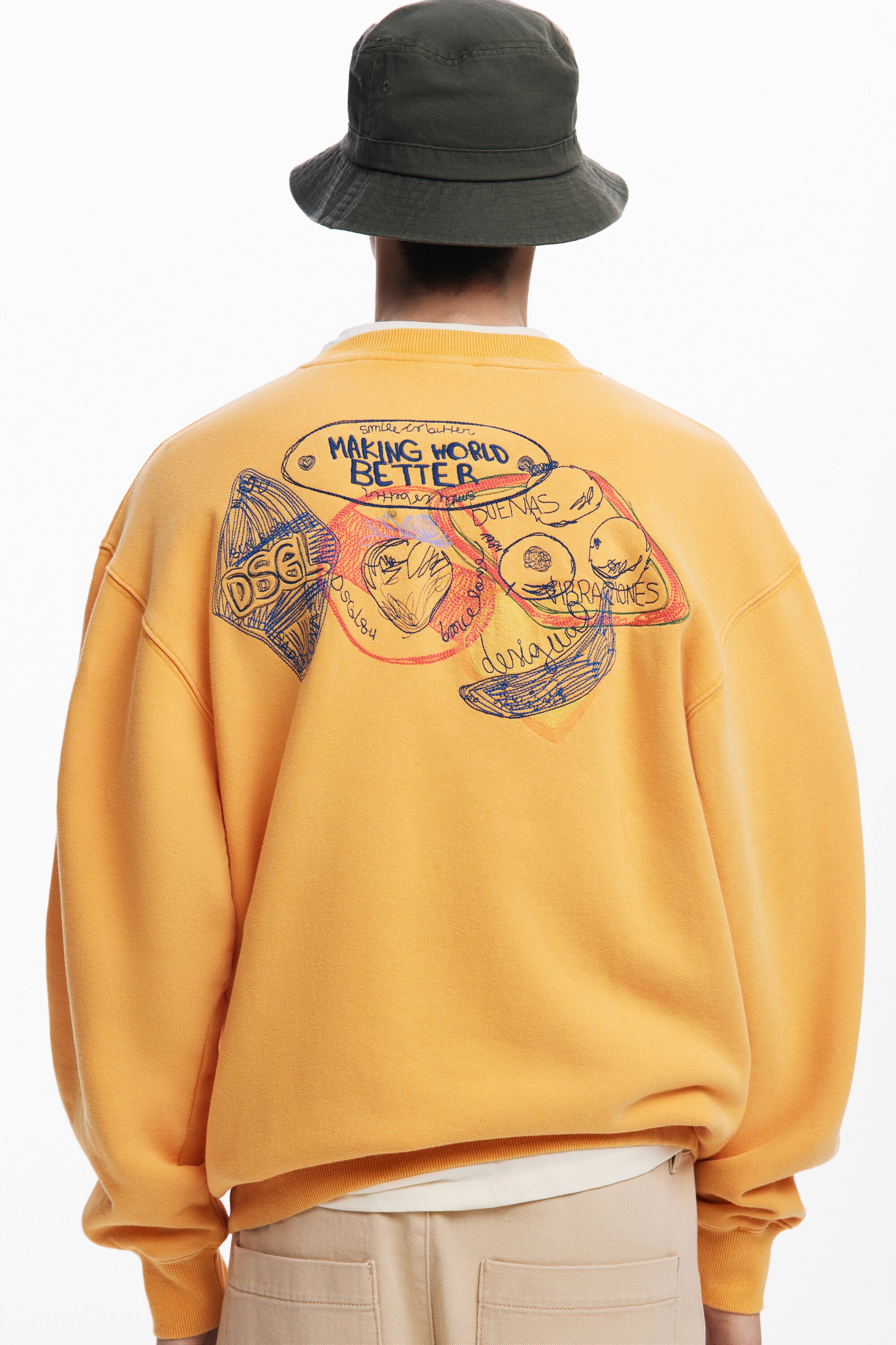 Desigual, Besticktes Sweatshirt, Herren, Baumwolle, Orange, M