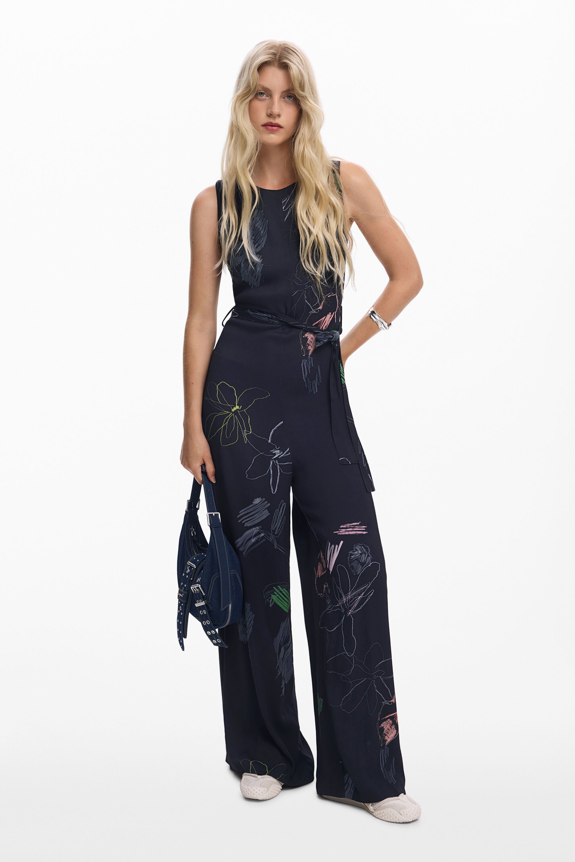 Desigual, Floral Palazzo-Jumpsuit, Damen, Viskose, Schwarz, M
