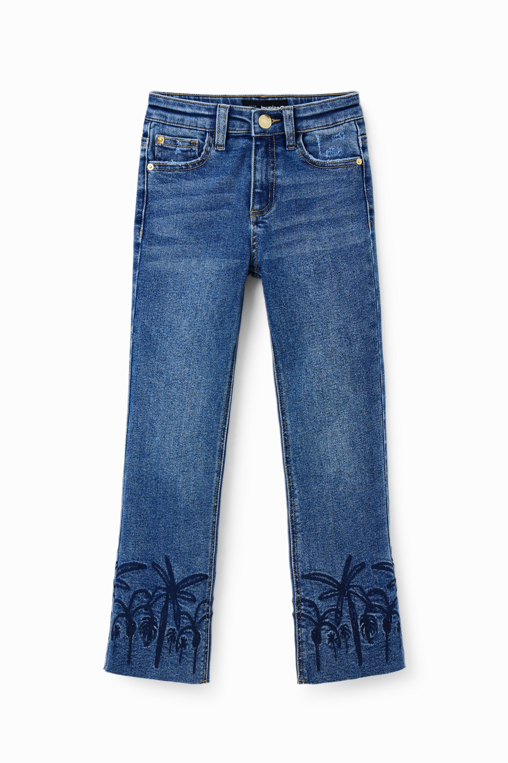 Desigual, Lange Flare Jeans Stickereien, Kinder, Baumwolle, Blau, 11/12