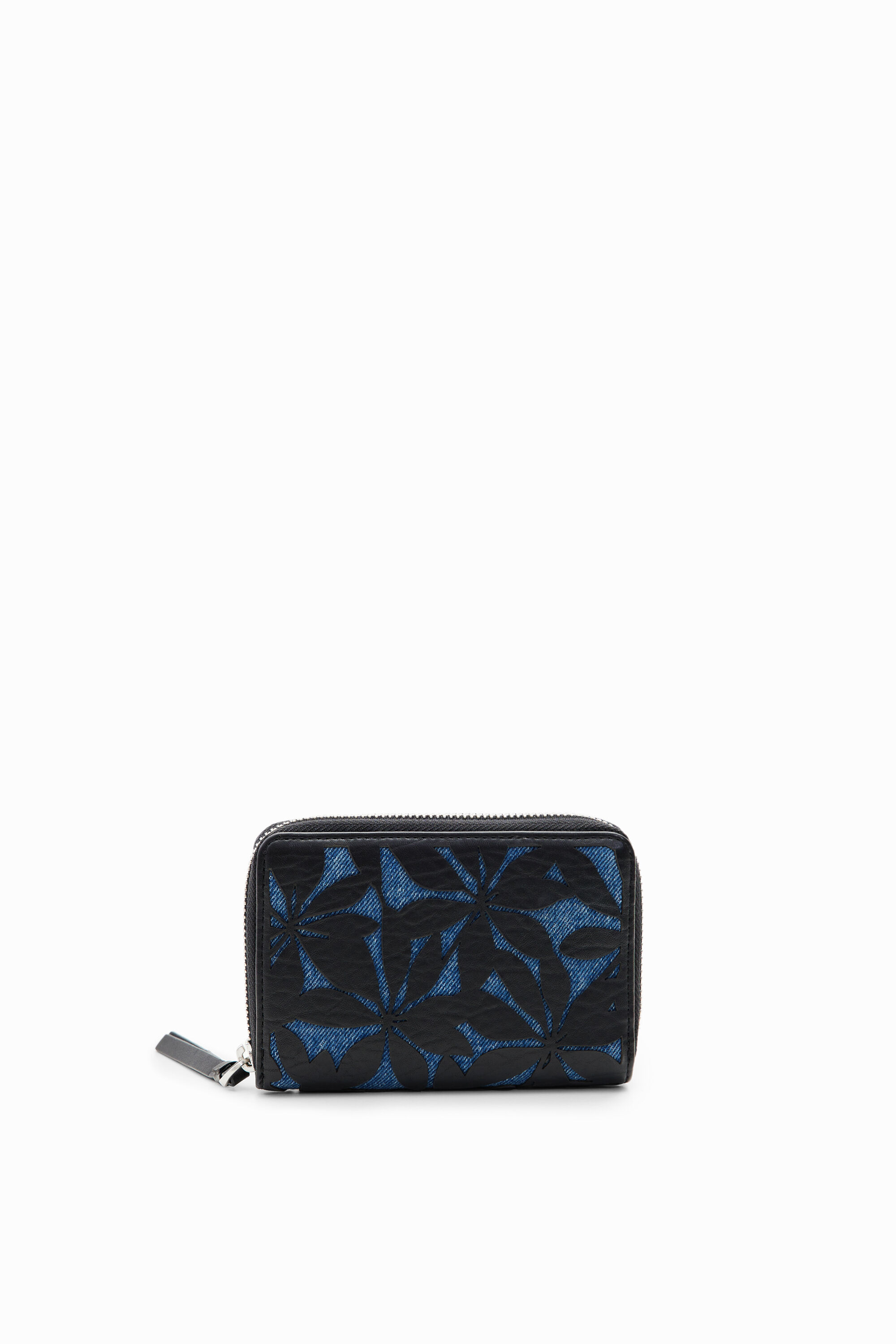 Desigual, Kleine Brieftasche ausgestanzte Blumen, Polyurethan, Blau, U
