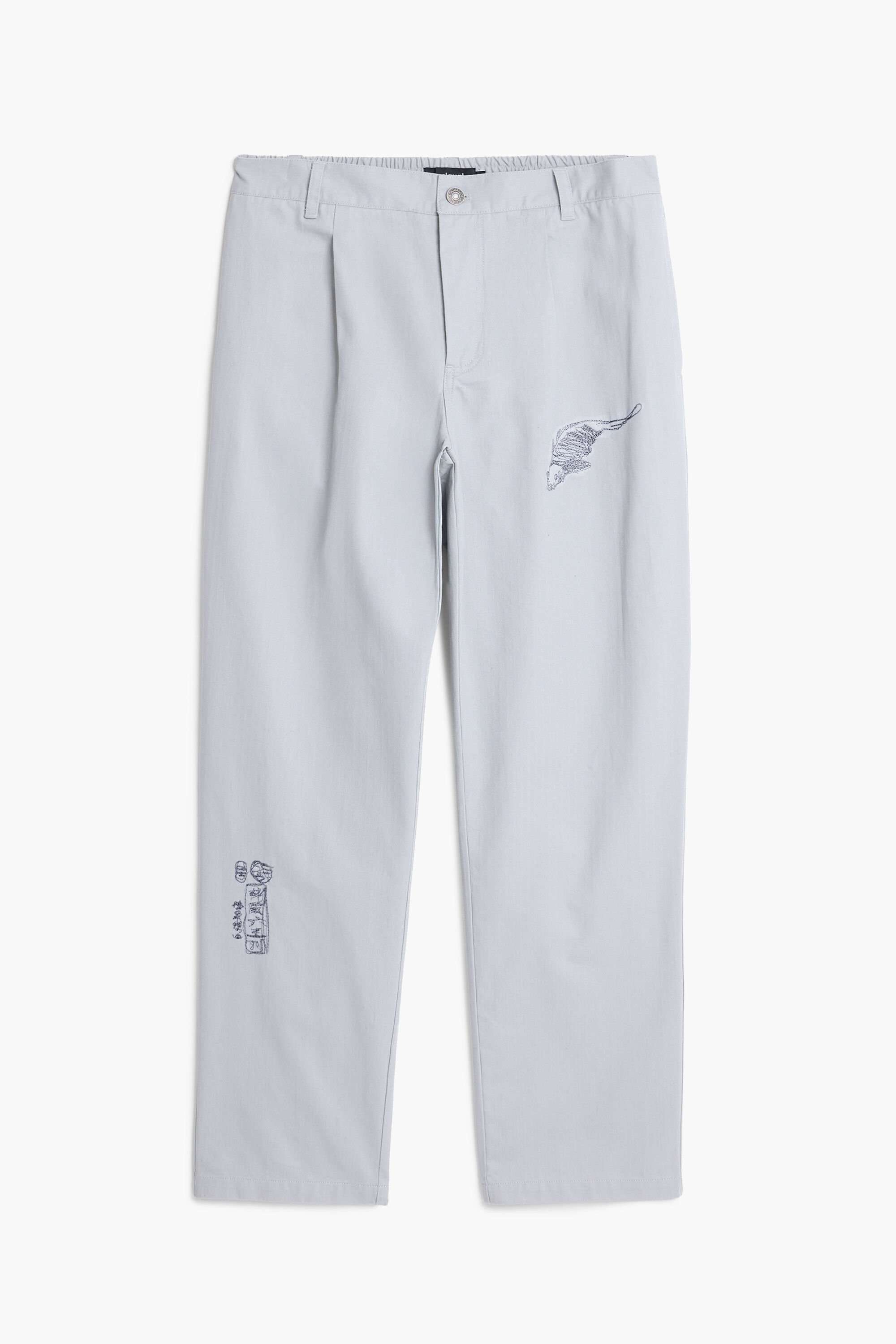 Desigual, Lange Tailor-Hose mit Stickereien, Herren, Baumwolle, Schwarz, 36