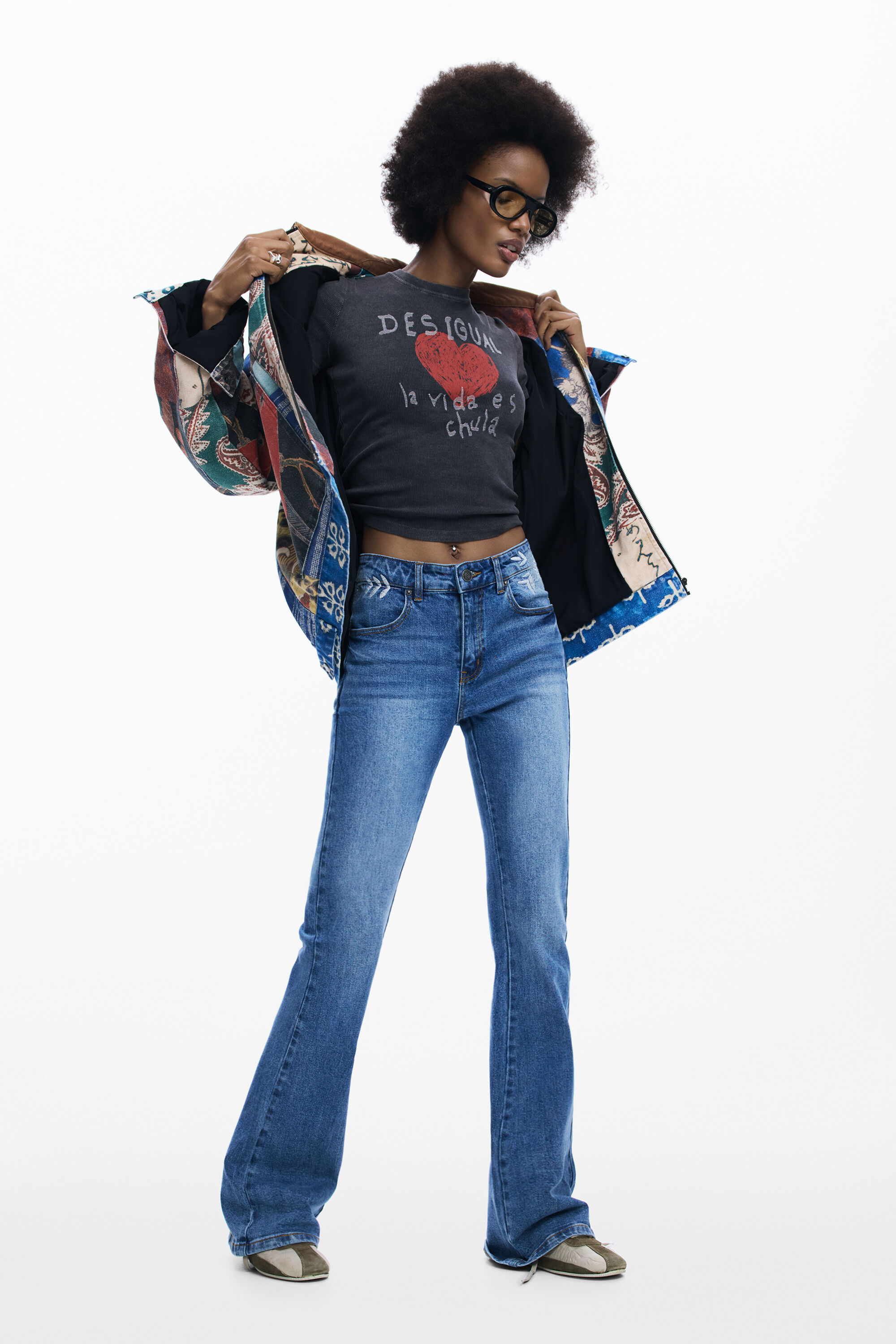 Desigual, Schlaghose aus Denim, Damen, Baumwolle, Blau, 44