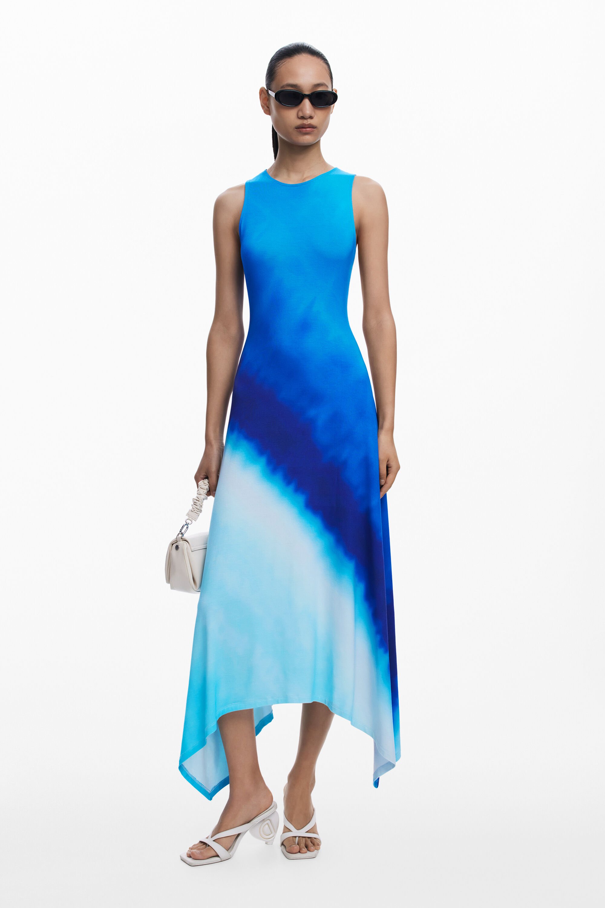 Desigual, Gerafftes Tie-Dye-Kleid, Damen, Viskose, Blau, L