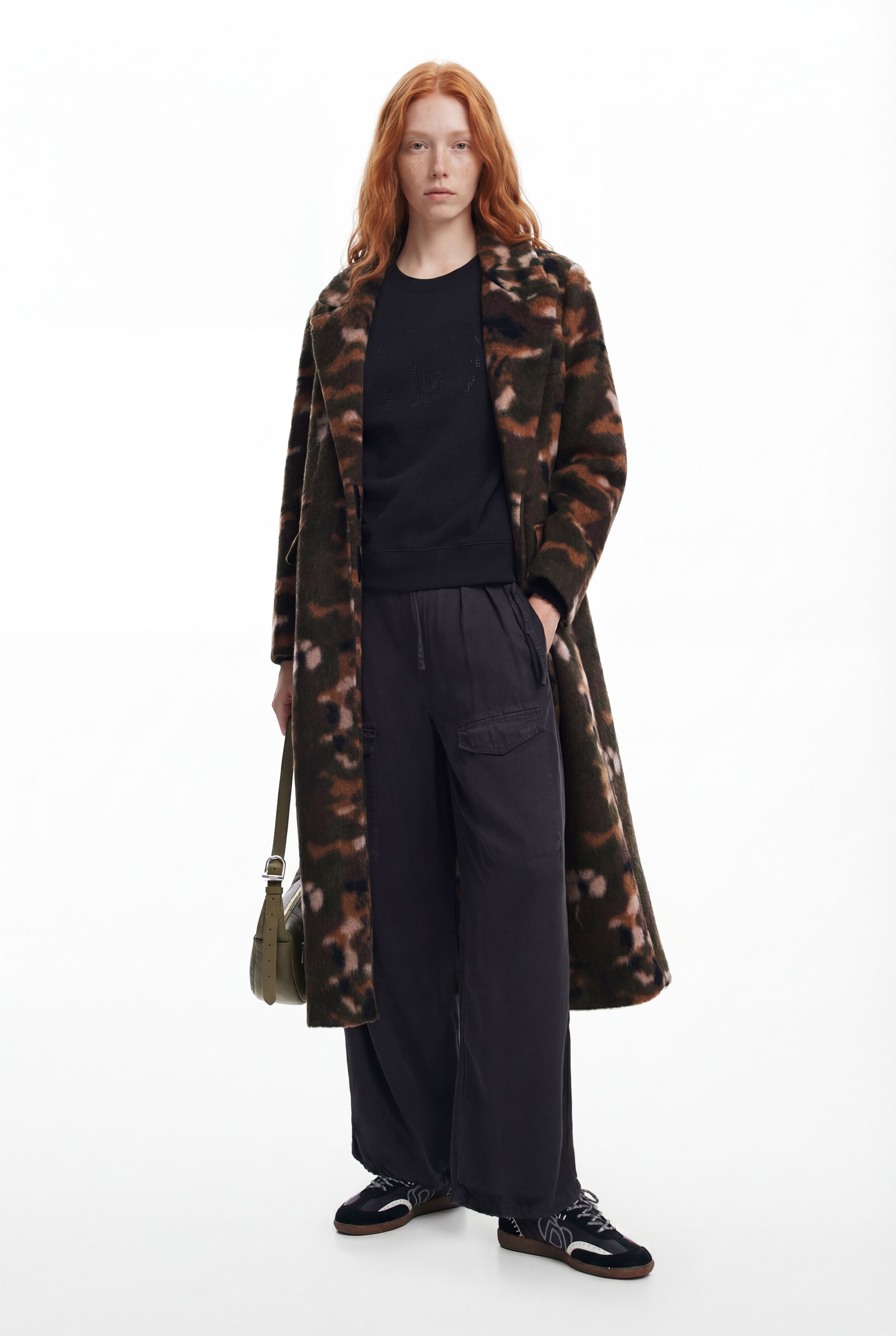 Desigual, Langer bedruckter Mantel, Damen, GrüN, M