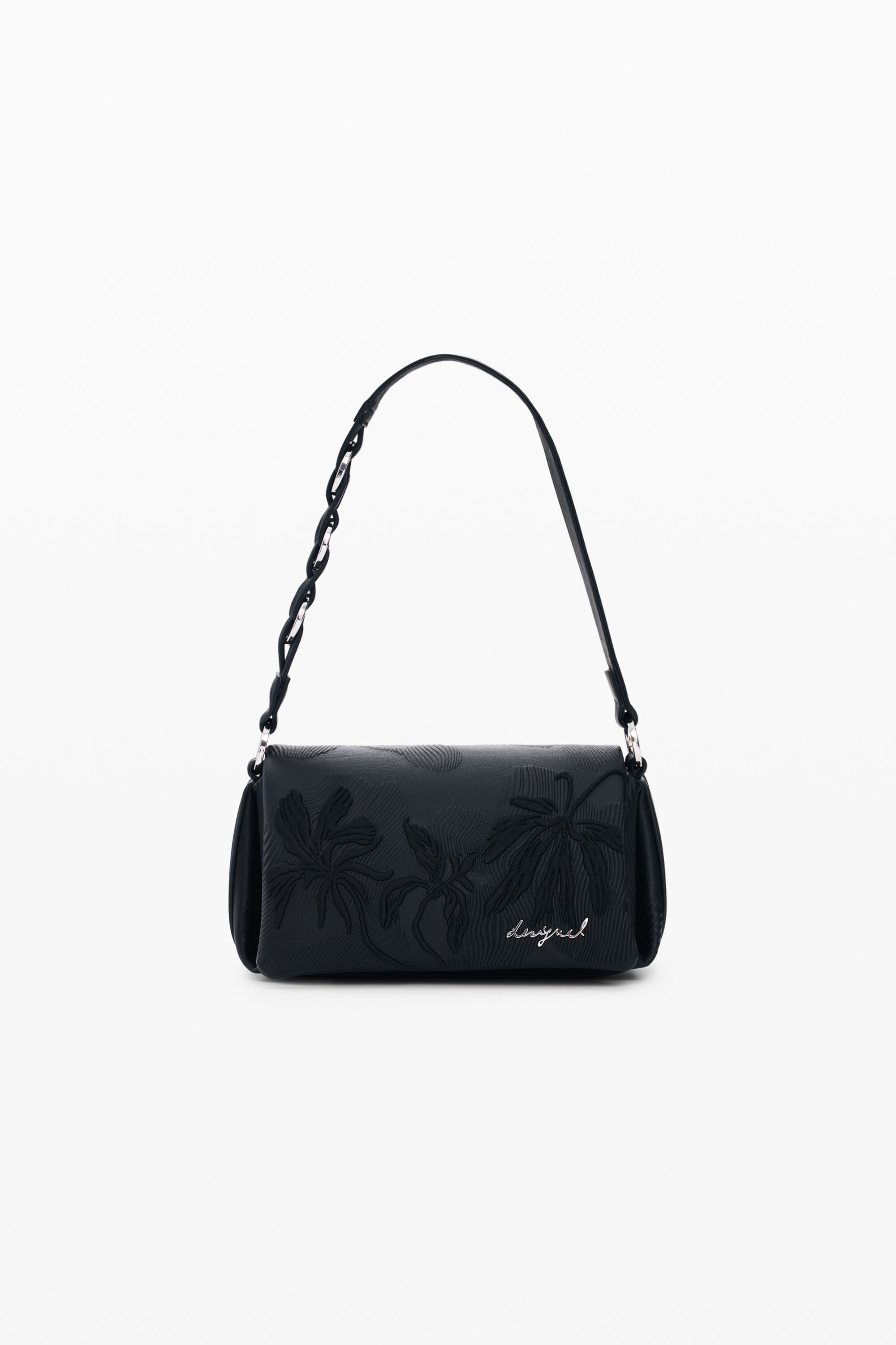 Desigual, Kleine Tasche mit Blumenprägung, Damen, Polyurethan, Schwarz, U