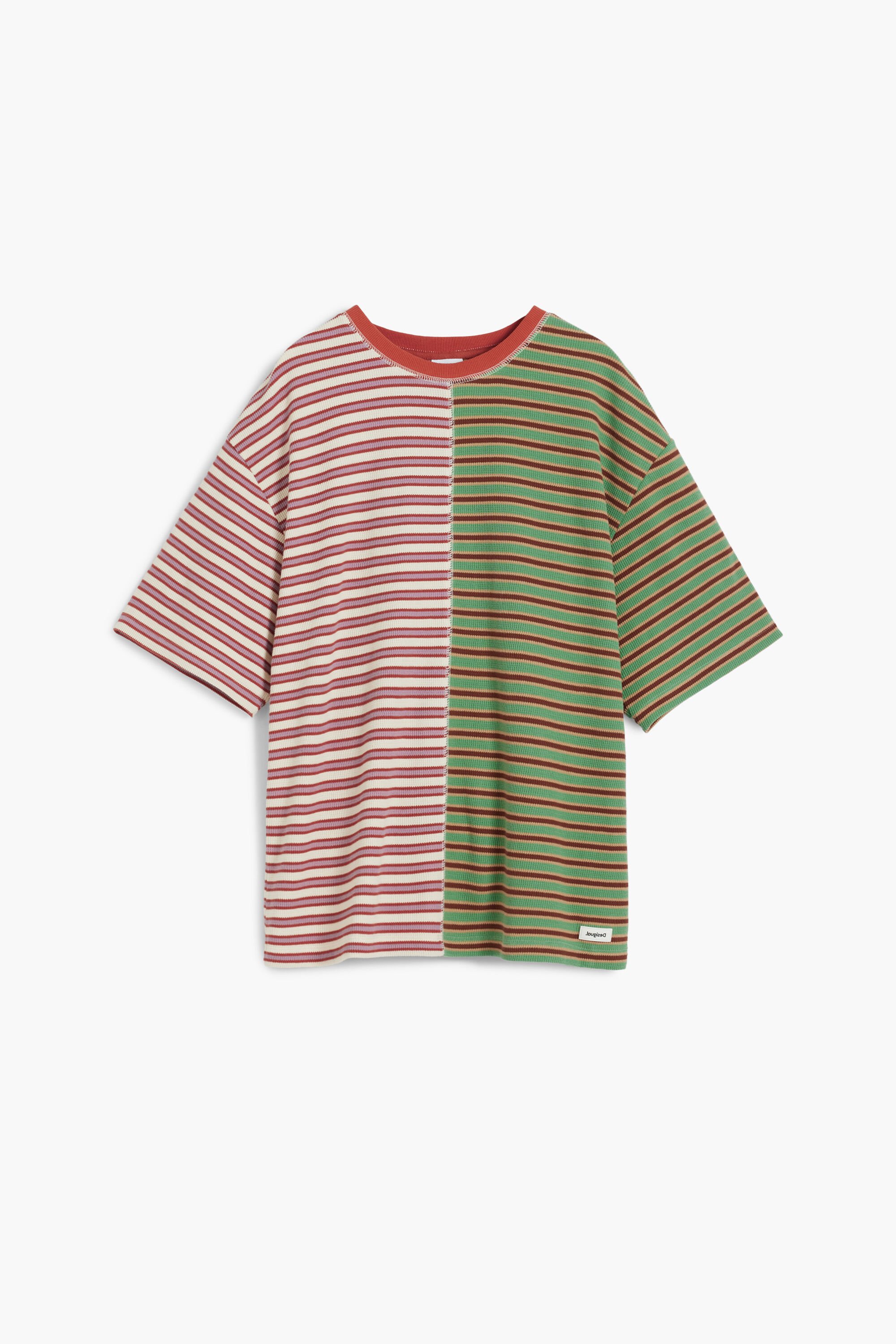 Desigual, Kurzärmeliges gestreiftes T-Shirt, Herren, Baumwolle, GrüN, XL