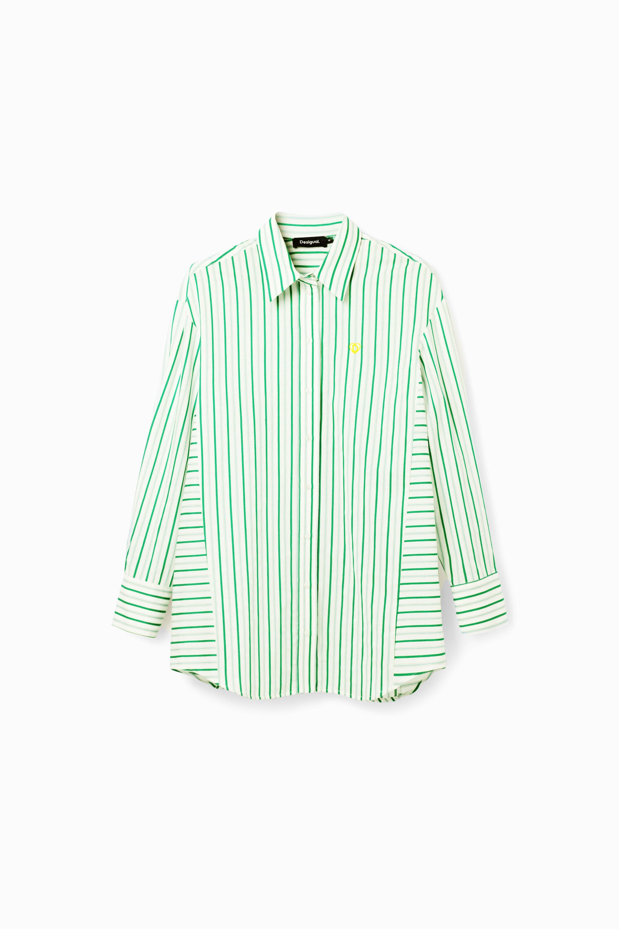 Desigual, Oversize-Hemd Streifen, Baumwolle, GrüN, S/M